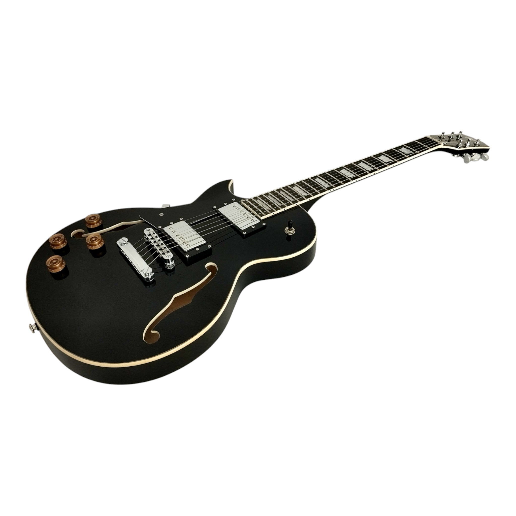 Haze E239 Black Left-Handed Semi-Hollow Electric Guitar with Dual Humbuckers