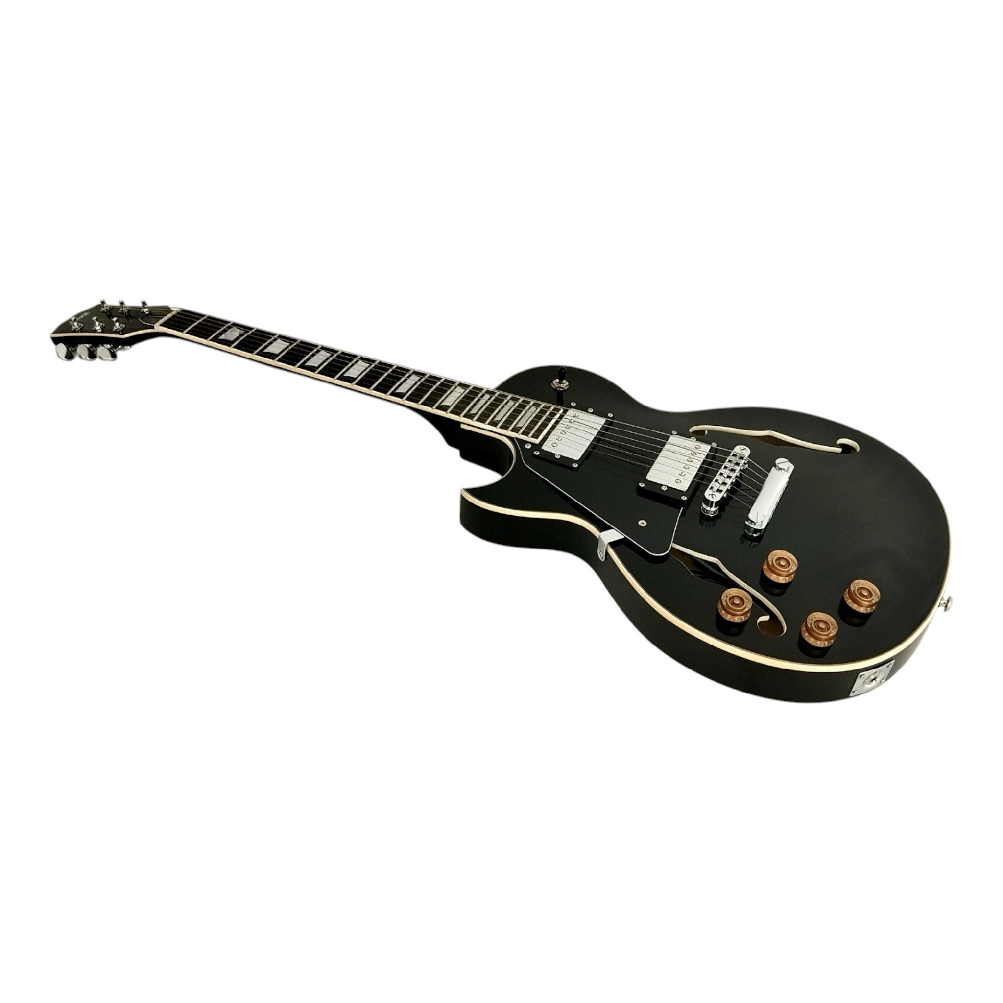 Haze E239 Black Left-Handed Semi-Hollow Electric Guitar with Dual Humbuckers