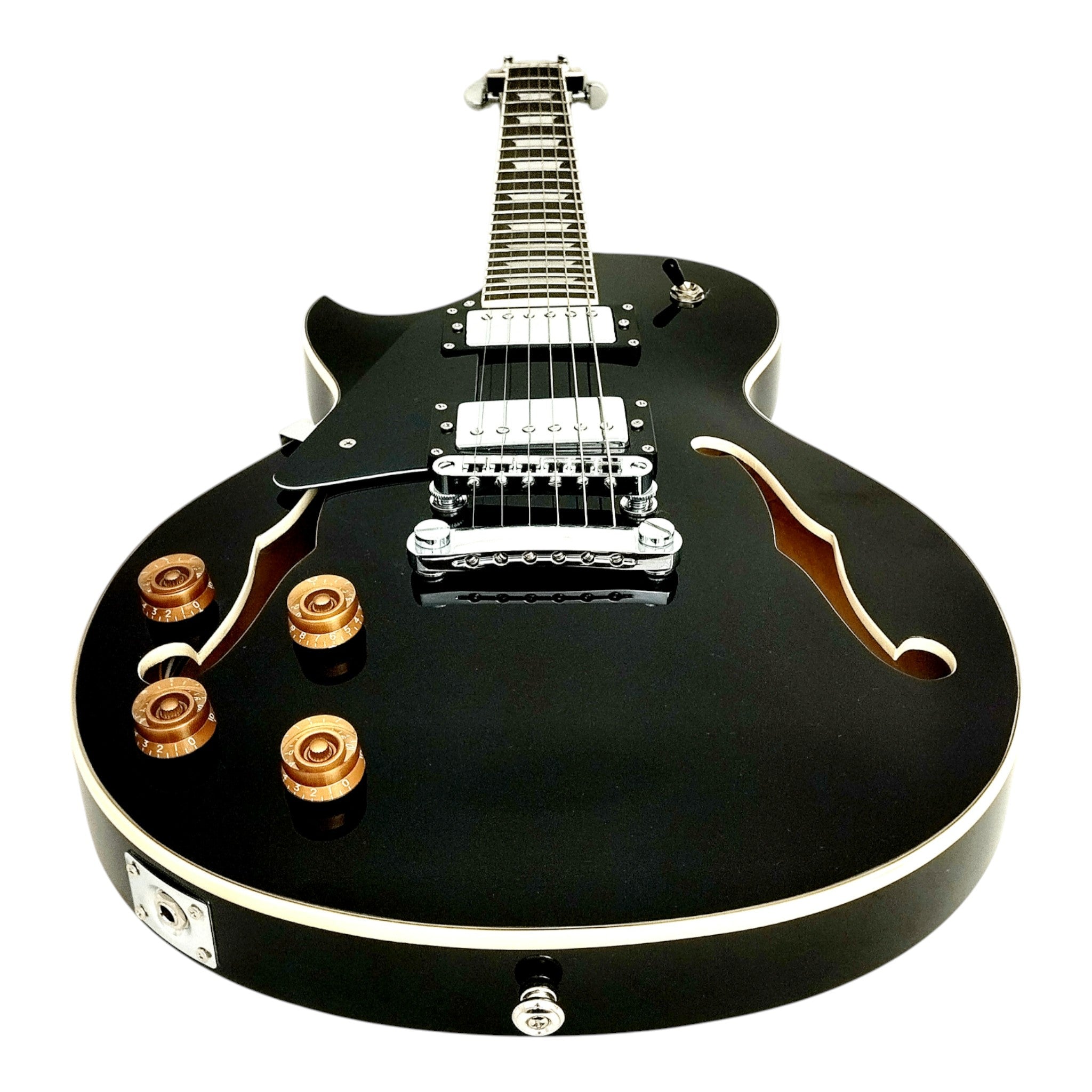 Haze E239 Black Left-Handed Semi-Hollow Electric Guitar with Dual Humbuckers
