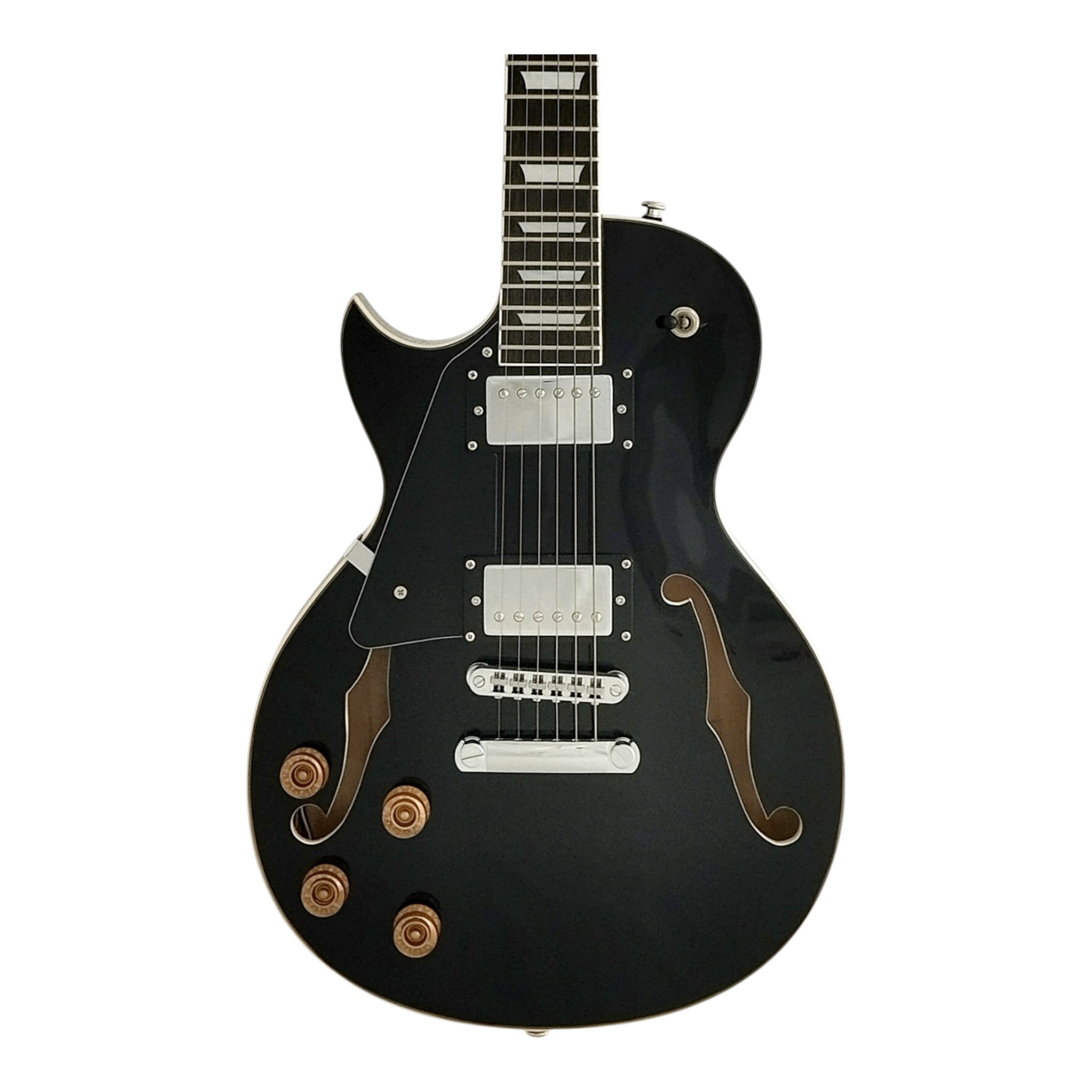 Haze E239 Black Left-Handed Semi-Hollow Electric Guitar with Dual Humbuckers