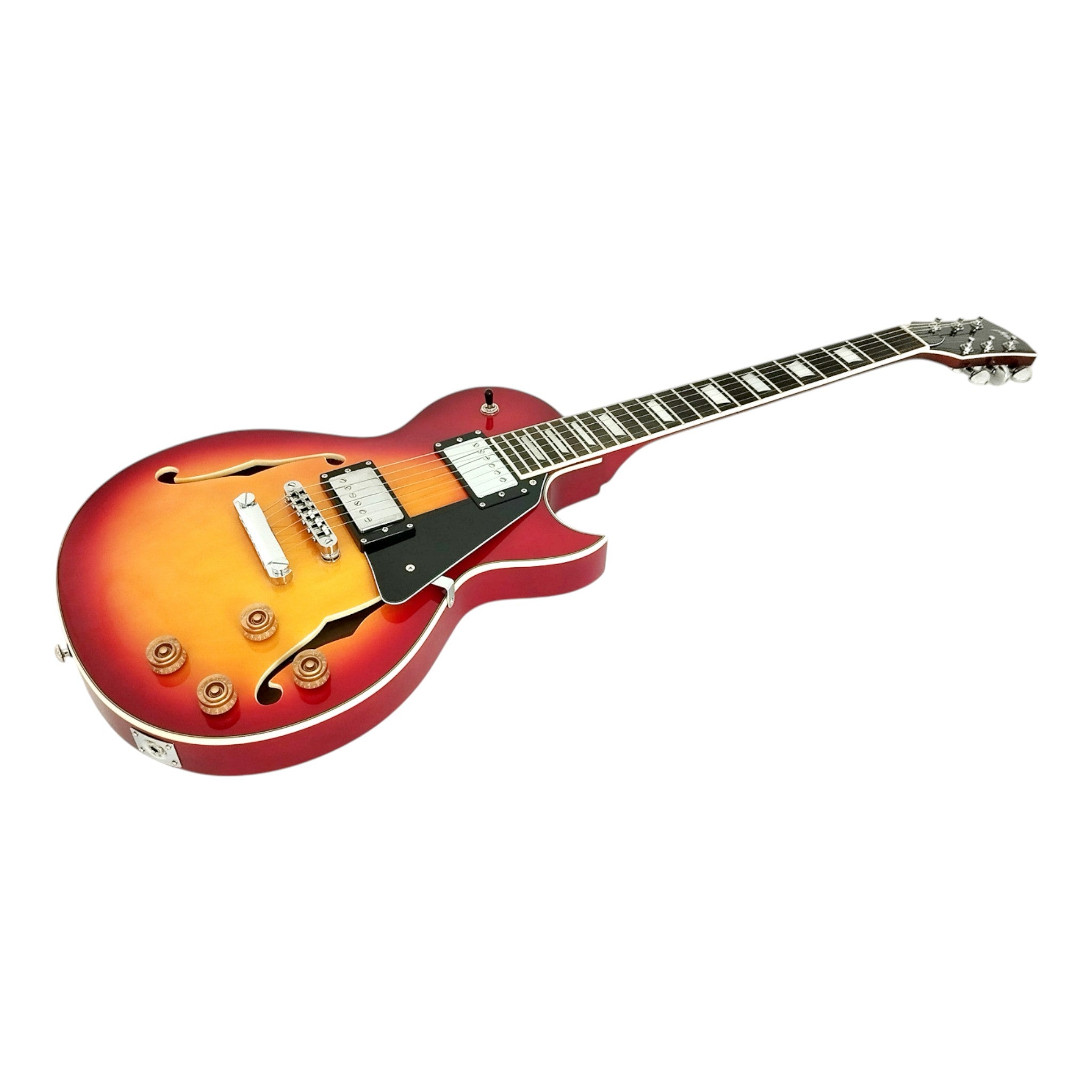 Haze E239 Sunburst Semi-Hollow Electric Guitar with Dual Humbuckers