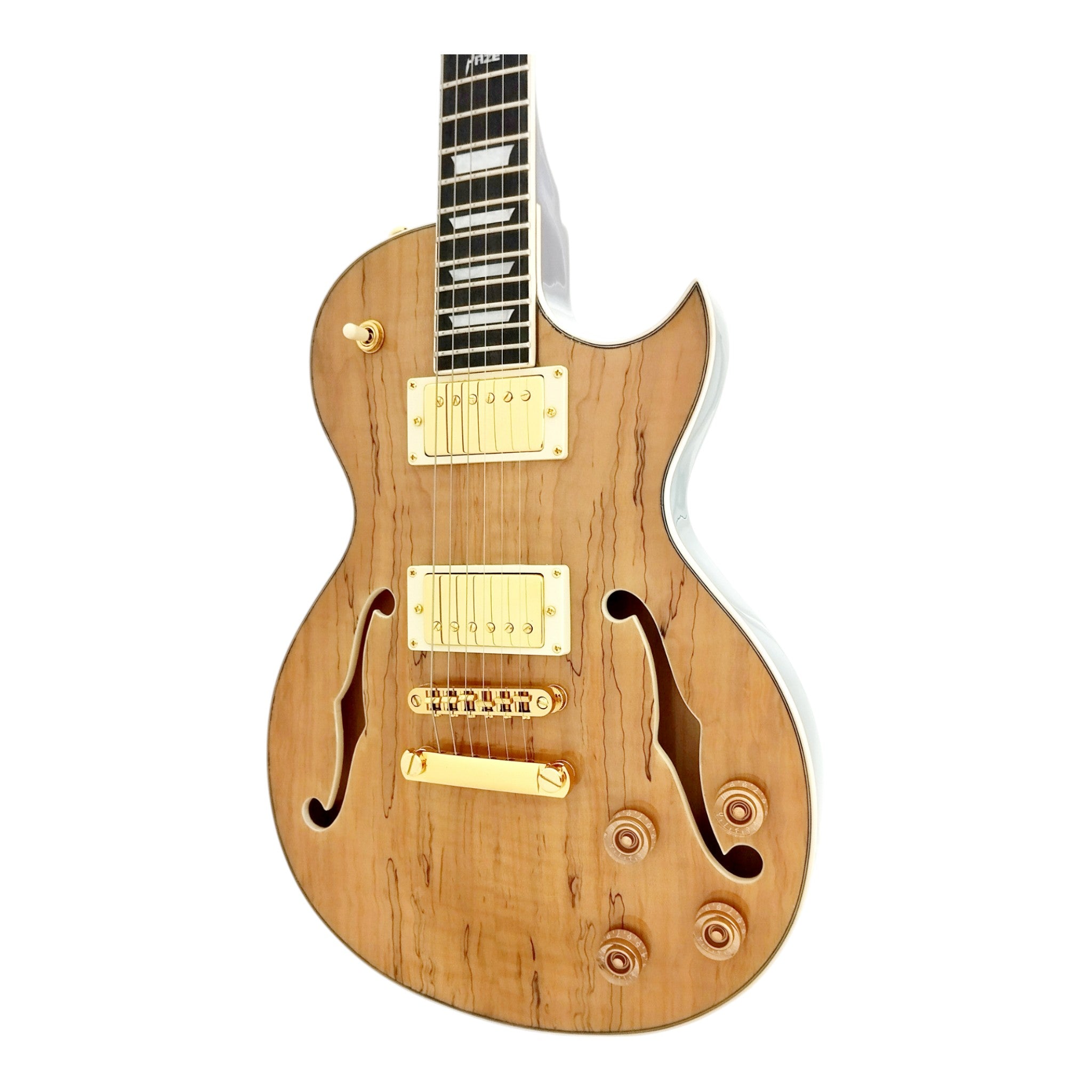 Haze E239 Spalted Maple Semi-Hollow Electric Guitar with Dual Humbuckers