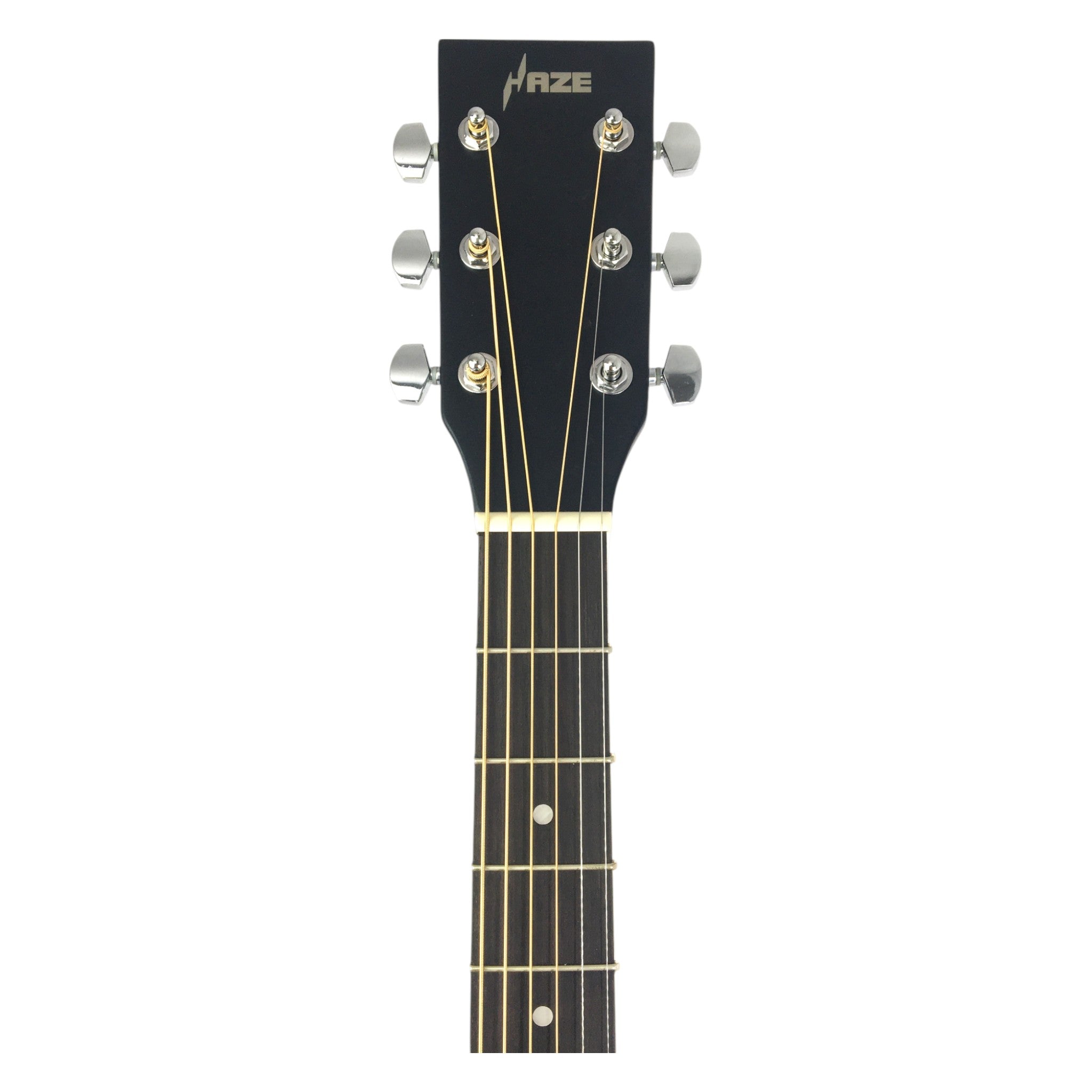 Haze F650CEQMBK Spruce Top Built-In Pickup/Tuner Dreadnought Acoustic Guitar - Black with Accessories and 10W Amp. (Optional)
