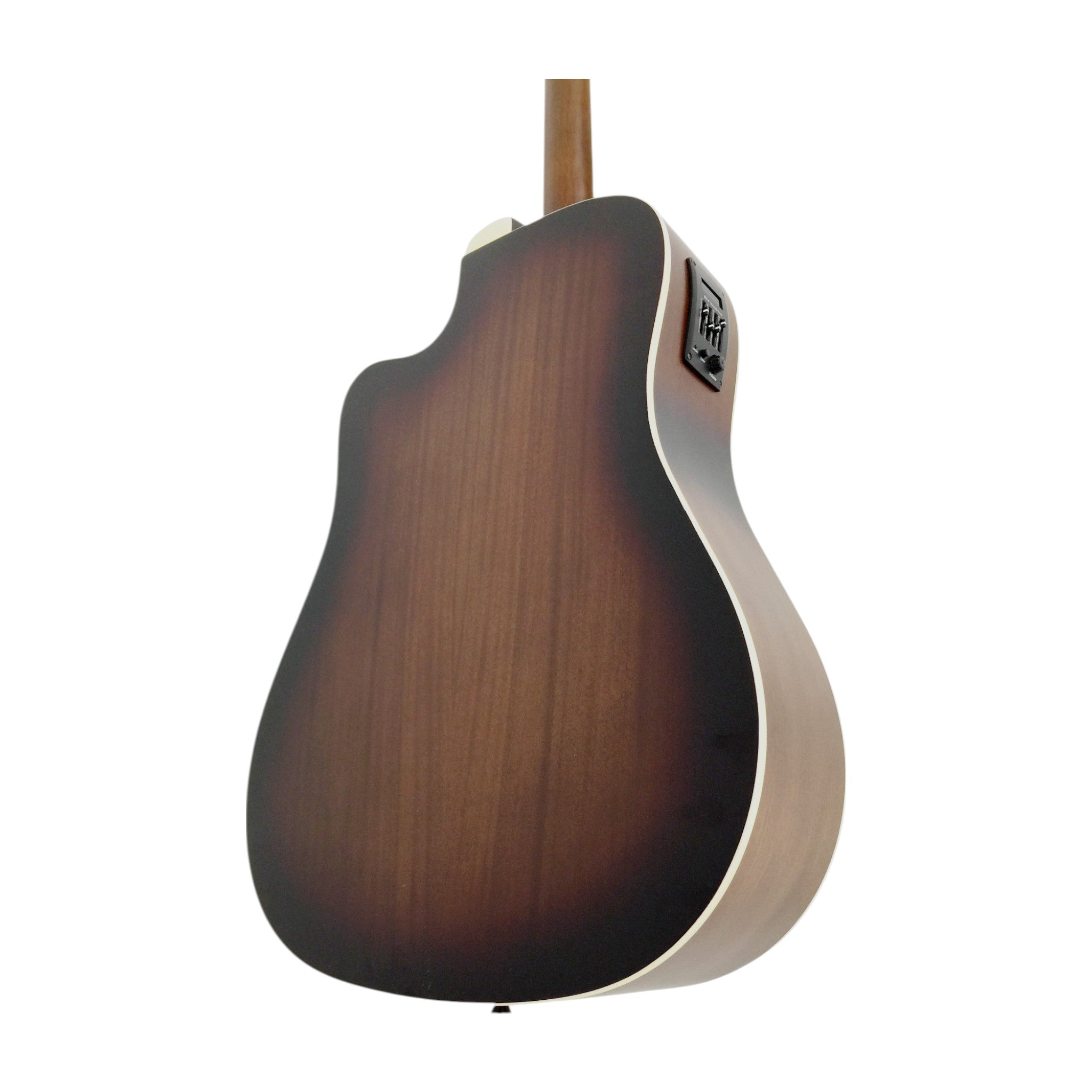 Haze F650DVSCEQ Mahogany Top Built-In Pickup/Tuner Cutaway Acoustic Guitar - Tobaccoburst with Accessories and 10W Amp. (Optional)