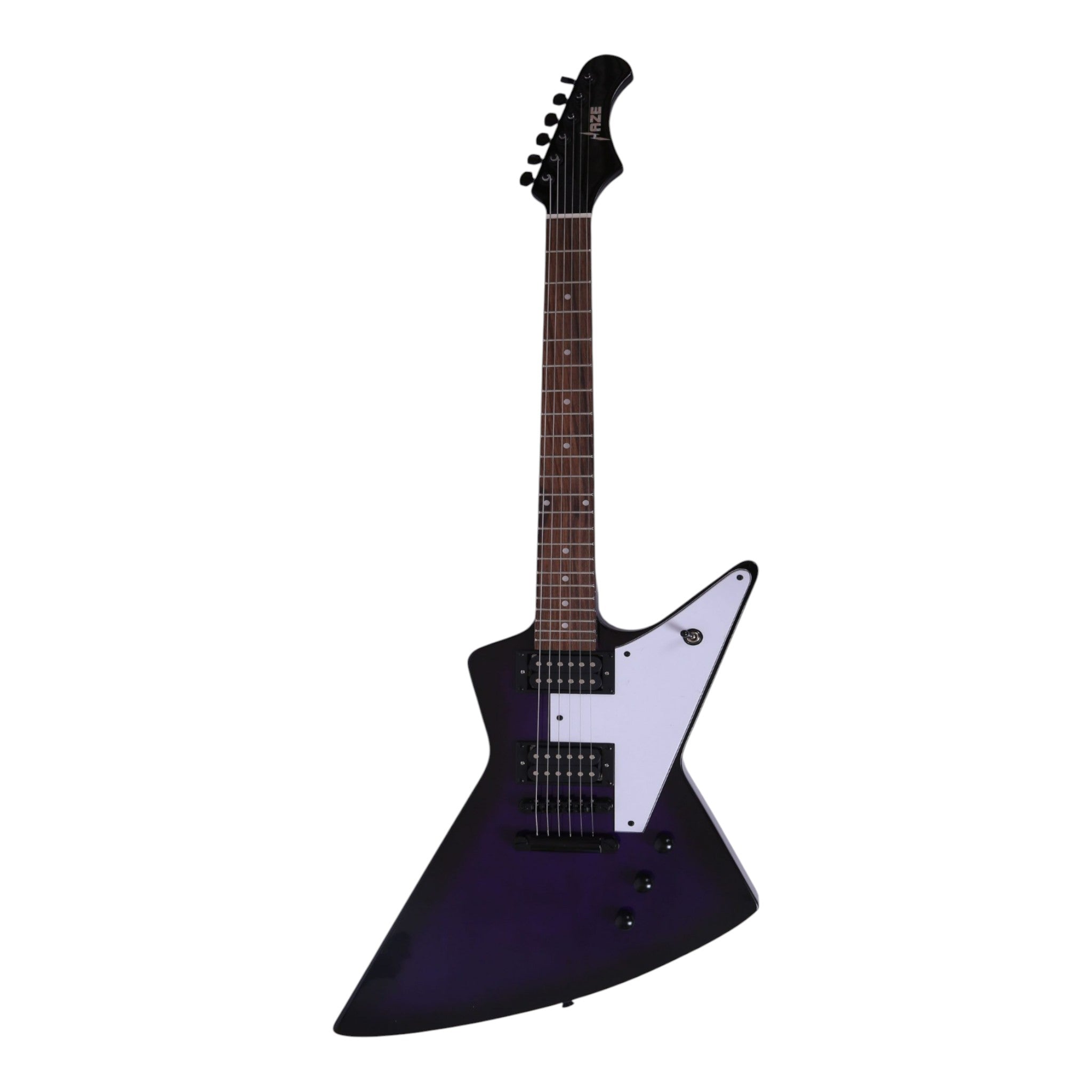 Haze FB1940 Purpleburst Explorer-Style Electric Guitar with Outward Contour