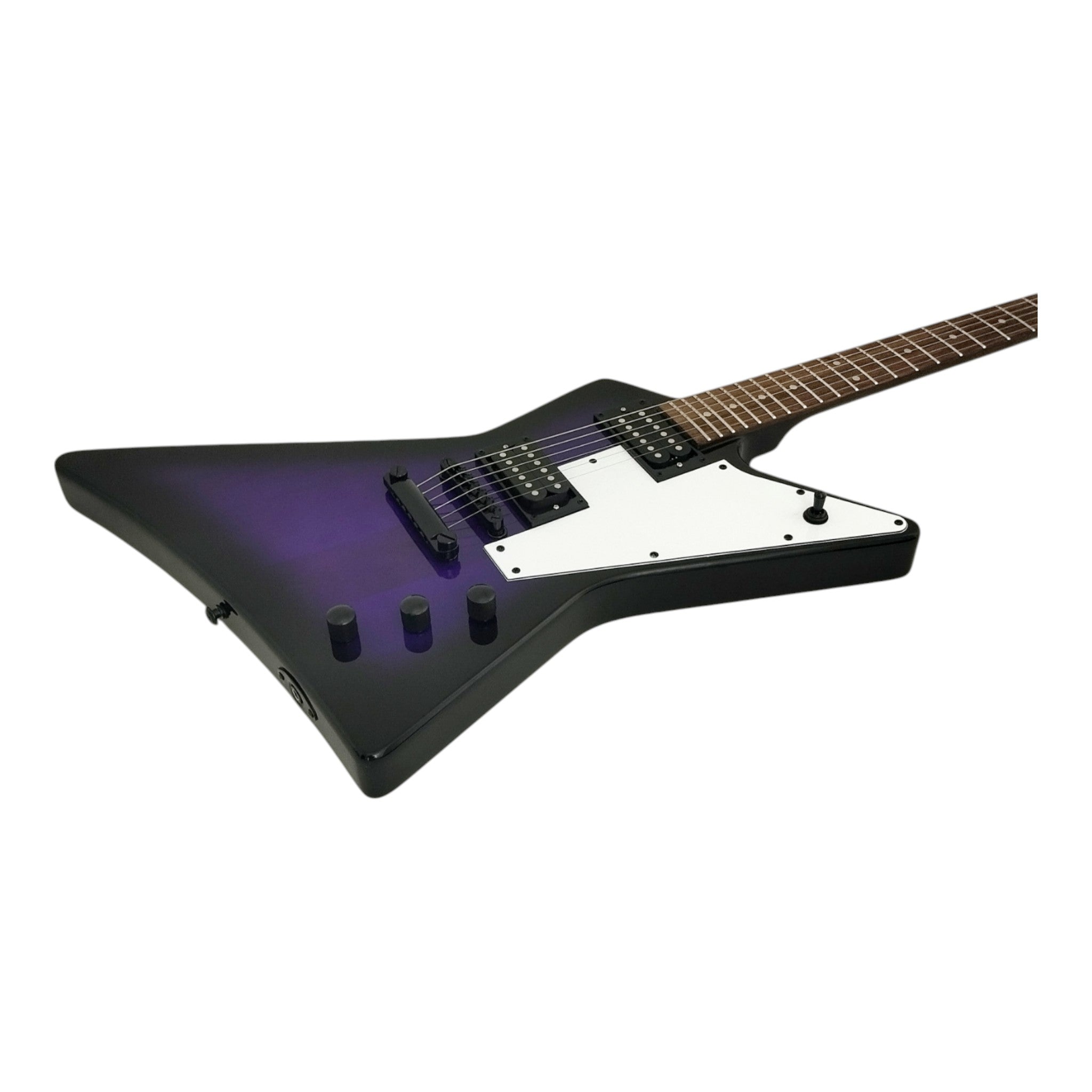 Haze FB1946 Purpleburst Explorer-Style Electric Guitar with Inward Contour