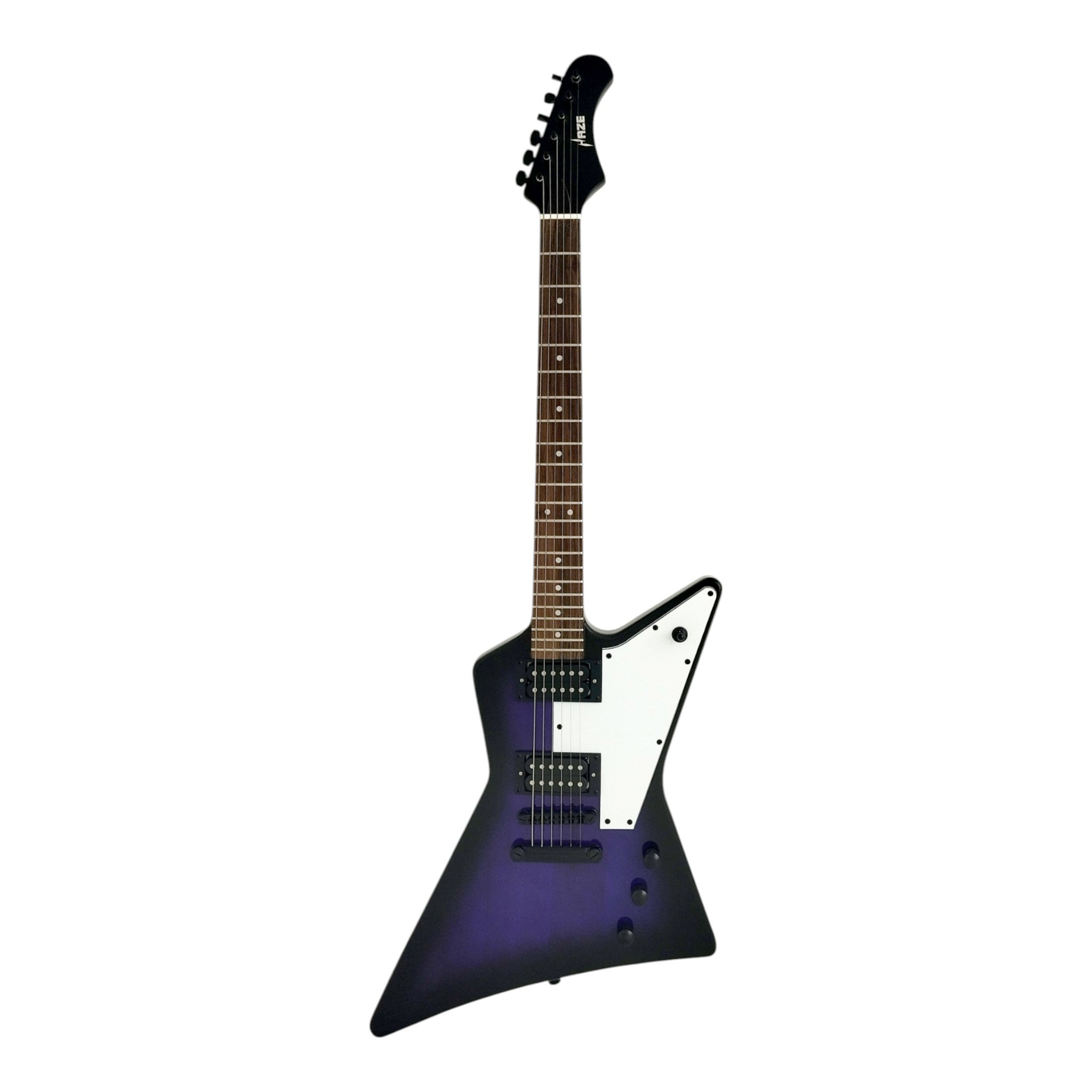 Haze FB1946 Purpleburst Explorer-Style Electric Guitar with Inward Contour