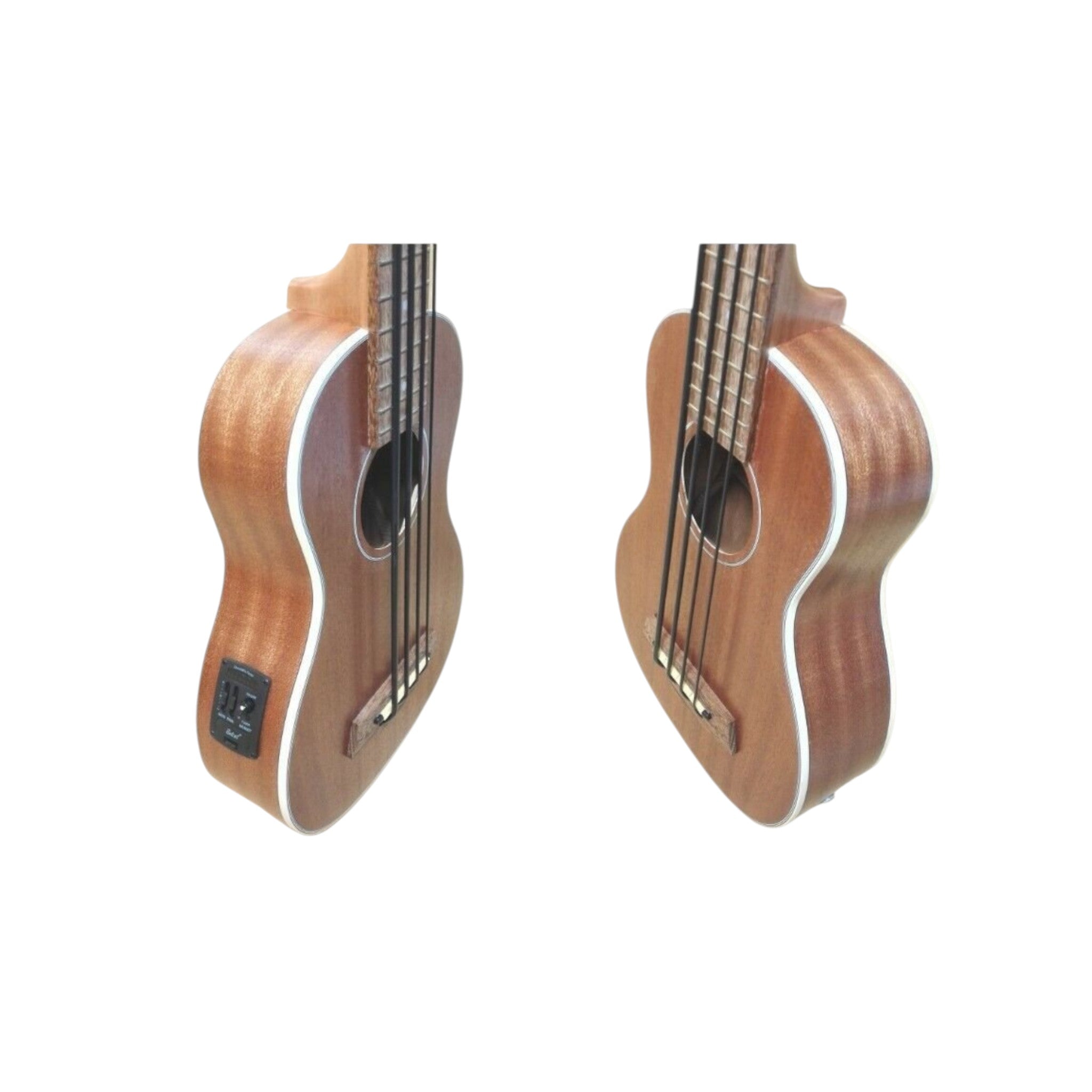 Haze Mahogany Body Walnut Fingerboard Built-in Pickups/EQ Bass Ukulele - Natural HAUB30EQ + Stand