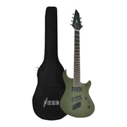 Haze 7FF Cargo Green 7-String Fanned Fret Electric Guitar with Active Humbuckers
