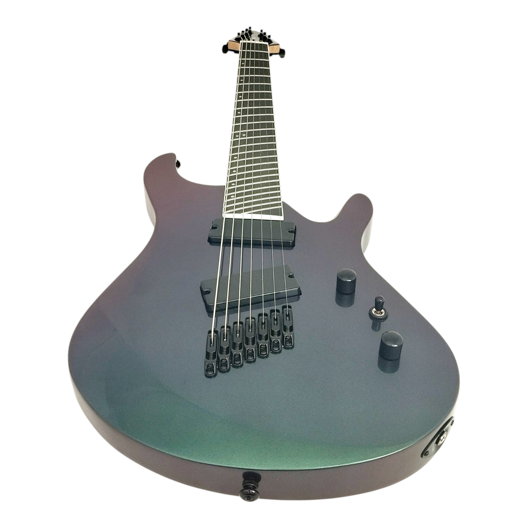 Haze 7FF Chameleon 7-String Fanned Fret Electric Guitar with Active Humbuckers