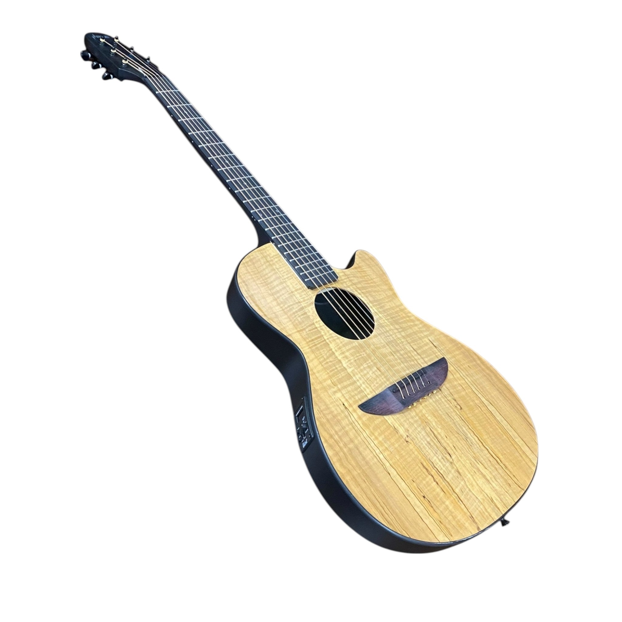 Haze 38" Roundback Traveller Acoustic Guitar w/ Built-In Belcat EQ & Tuner in Natural - HSDP836CEQGC