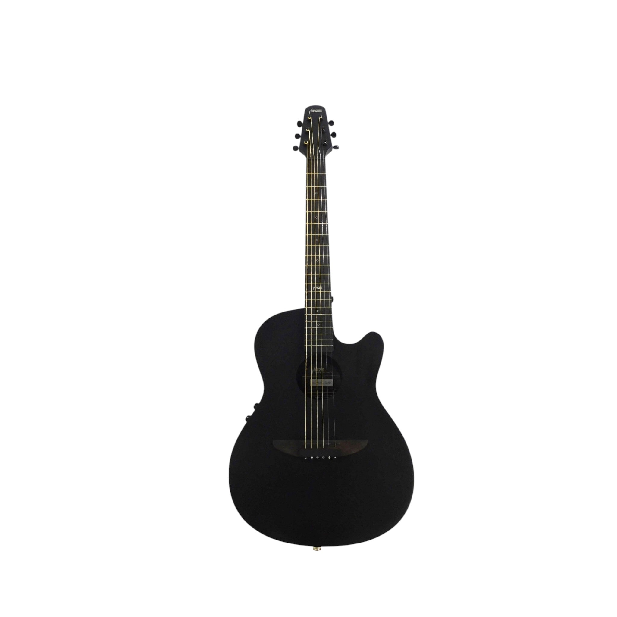 Haze HSDP836CEQMBK 38" Roundback Traveller Built-In Pickups Acoustic Guitar - Black
