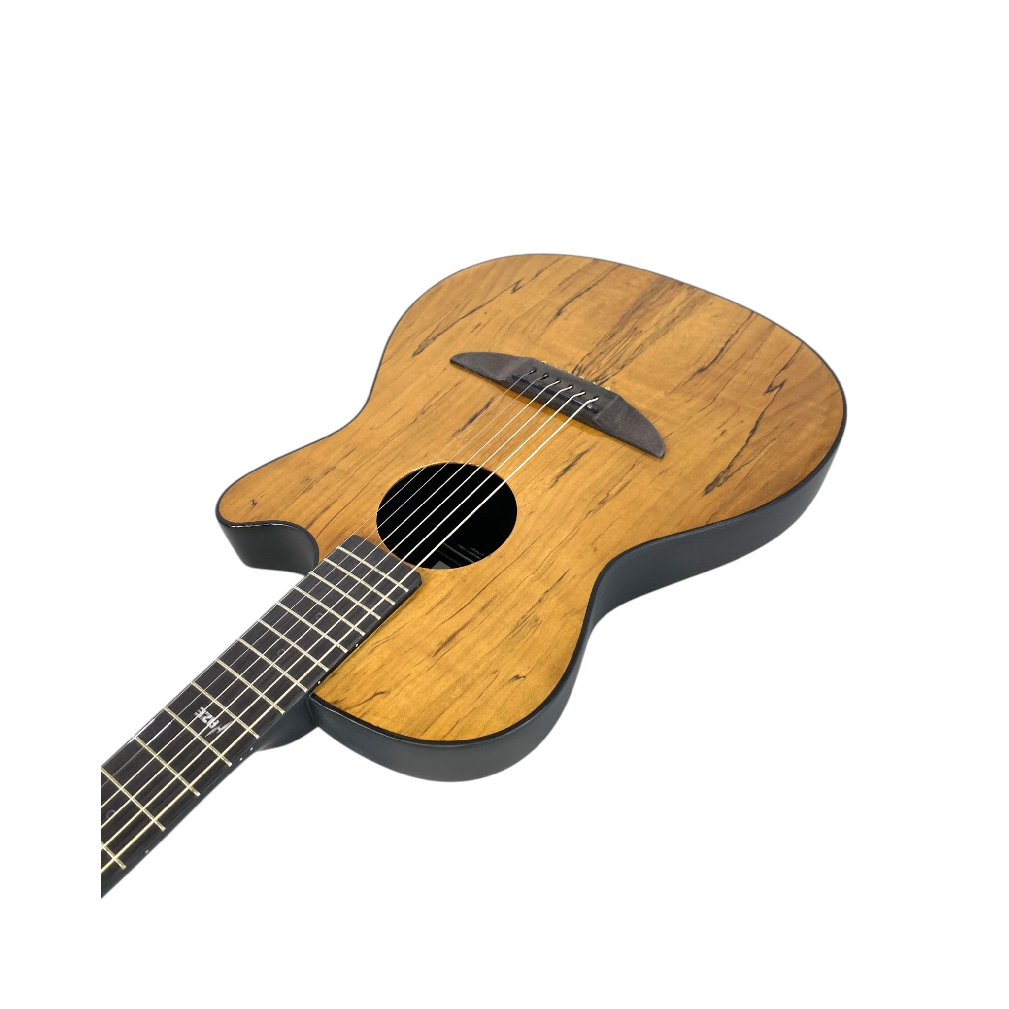 Haze HSDP836CGC Acoustic/Classical Guitar, Spalted Maple Veneer, Round-Back + Free Bago