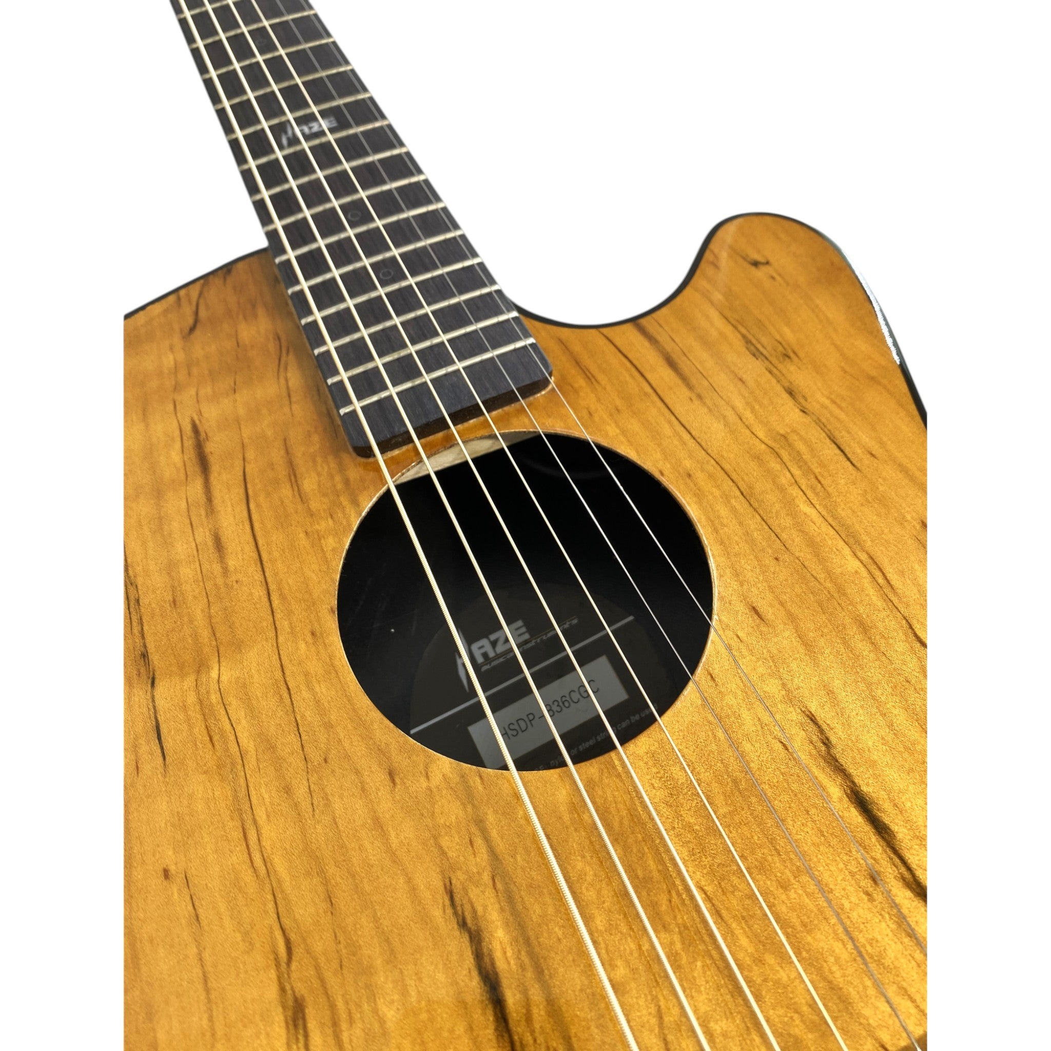 Haze HSDP836CGC Acoustic/Classical Guitar, Spalted Maple Veneer, Round-Back + Free Bago