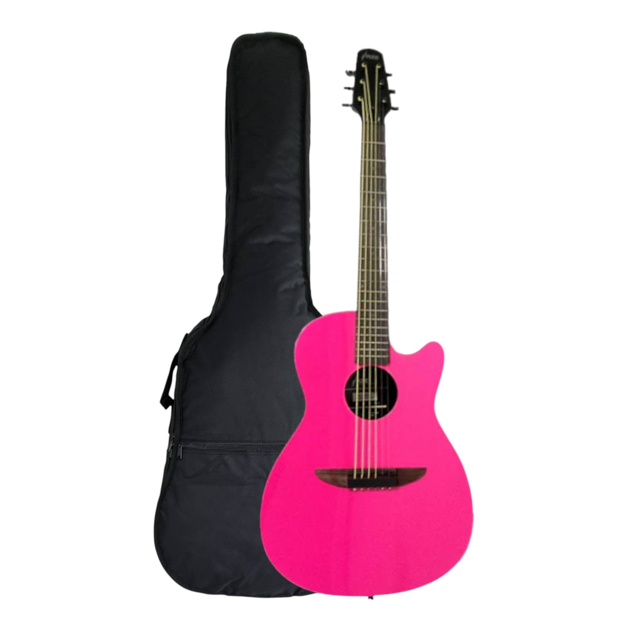 Haze HSDP836CPK 38" Roundback Traveller Acoustic Guitar - Pink