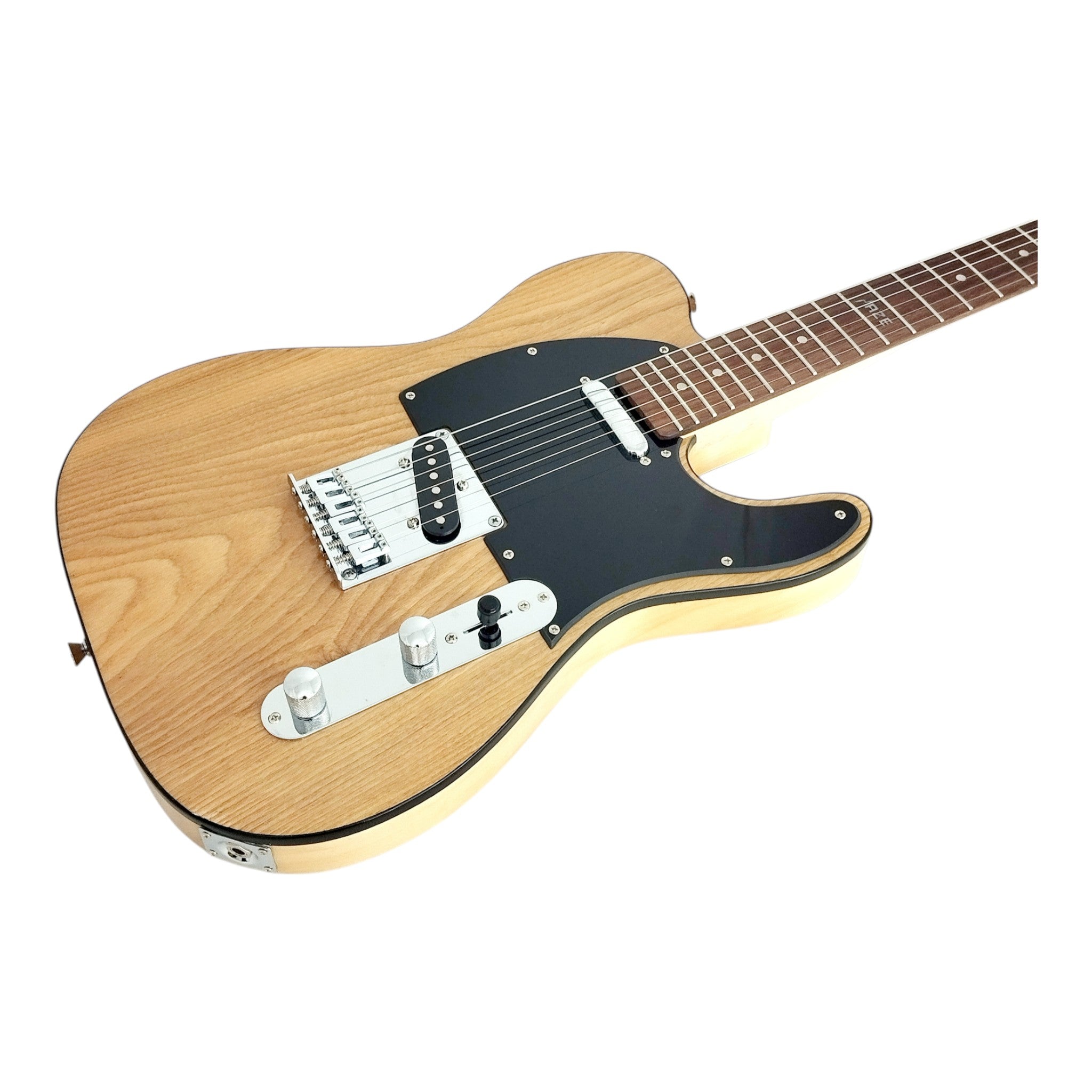 Haze HSTL191 Natural Electric Guitar with Ash Burl Top + 10W Amp. (Optional)