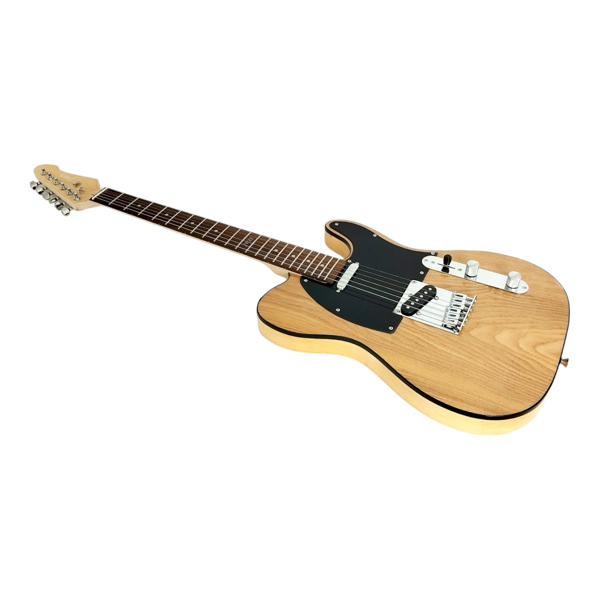 Haze HSTL191 Natural Electric Guitar with Ash Burl Top + 10W Amp. (Optional)