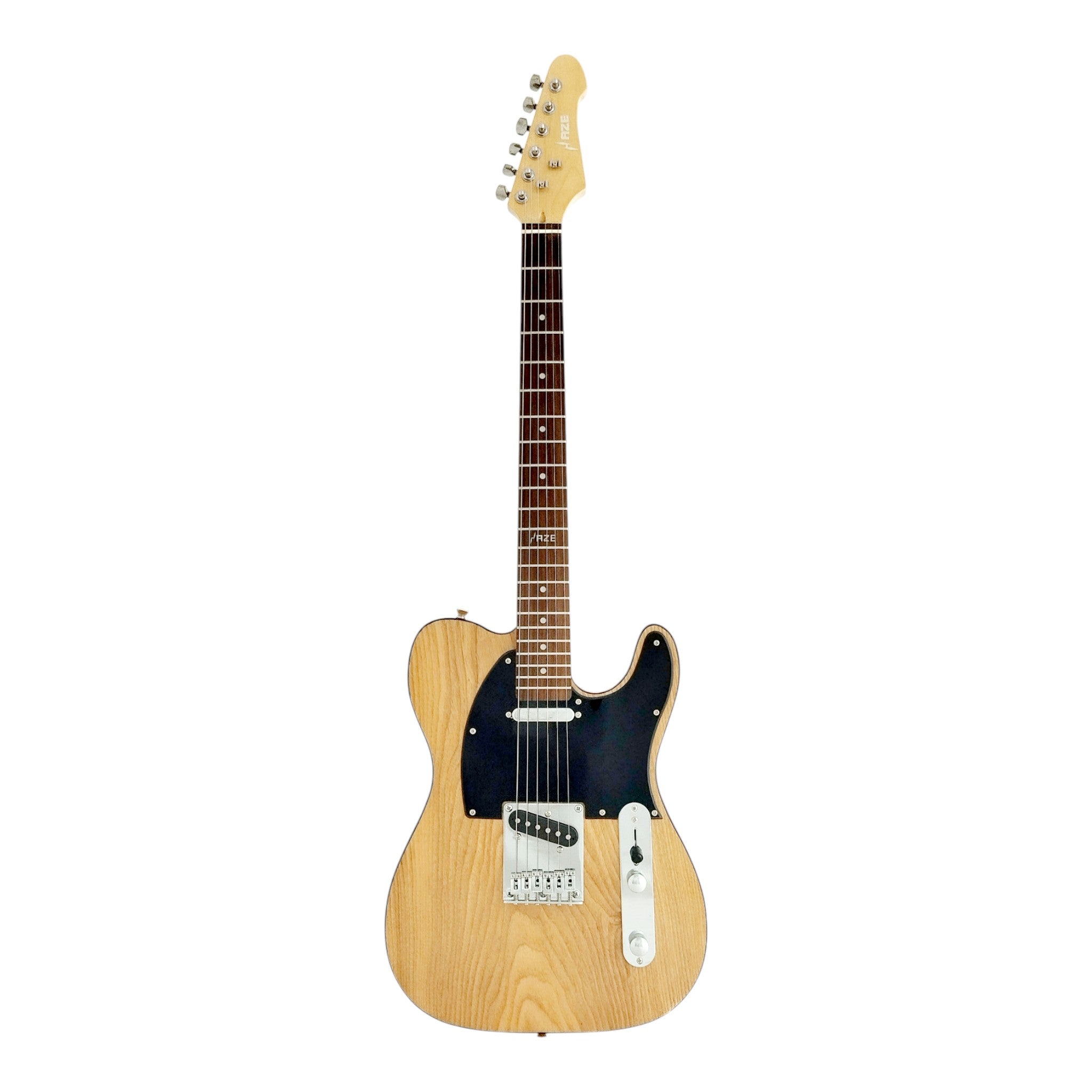Haze HSTL191 Natural Electric Guitar with Ash Burl Top + 10W Amp. (Optional)