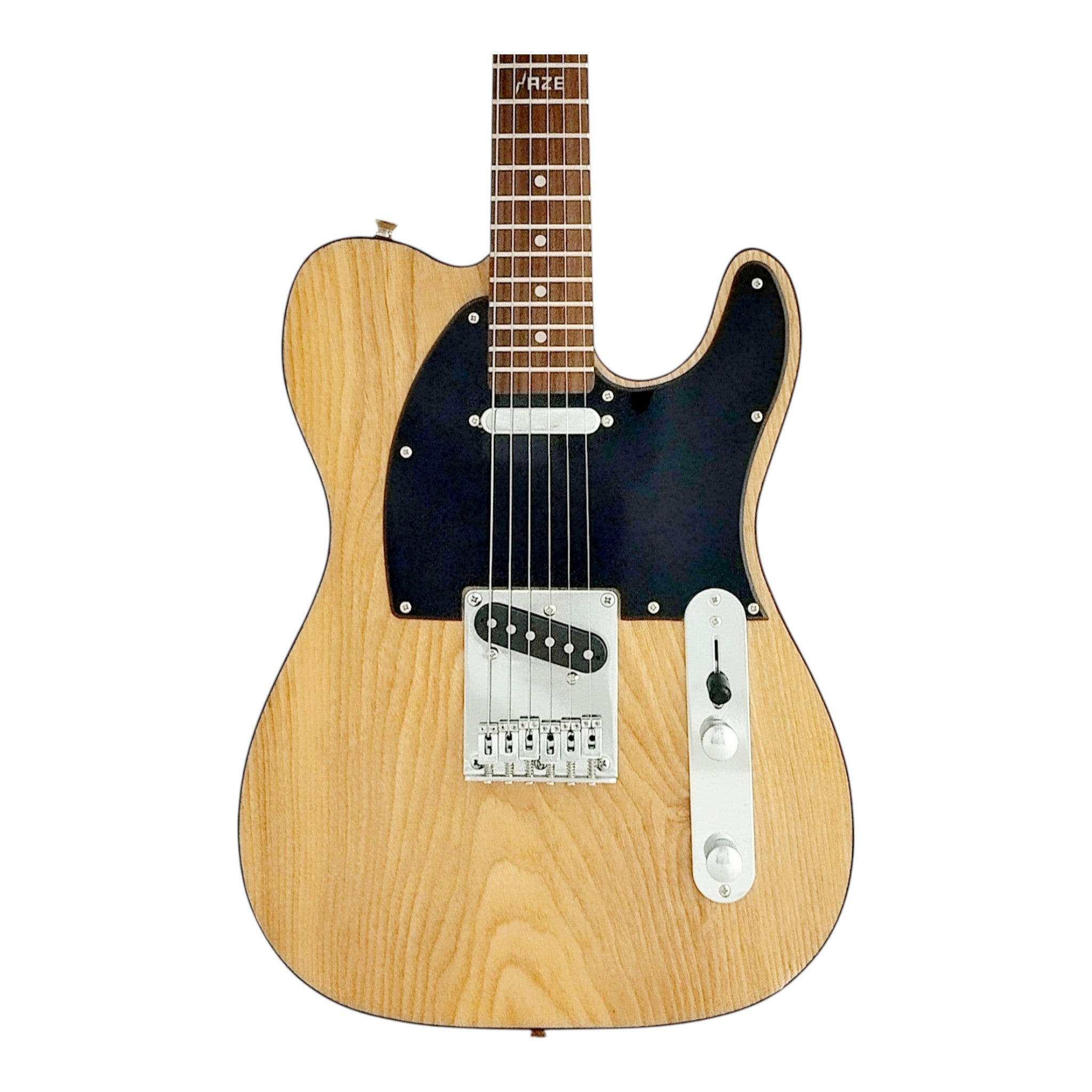 Haze HSTL191 Natural Electric Guitar with Ash Burl Top + 10W Amp. (Optional)