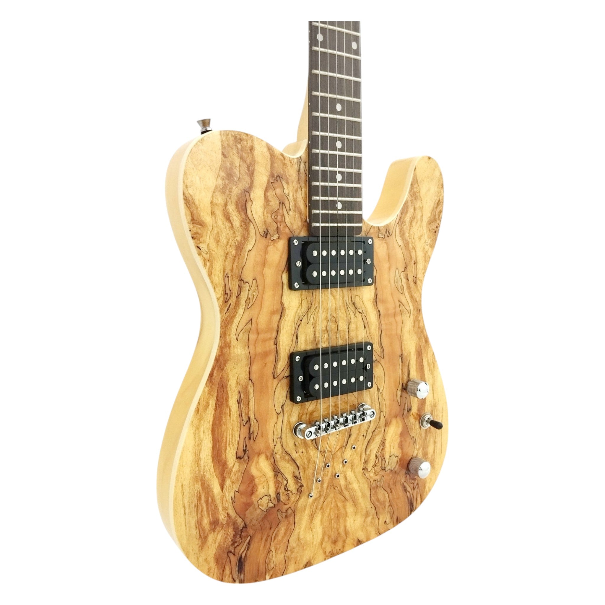 Haze HSTL192 Spalted Maple Electric Guitar with Dual Humbuckers