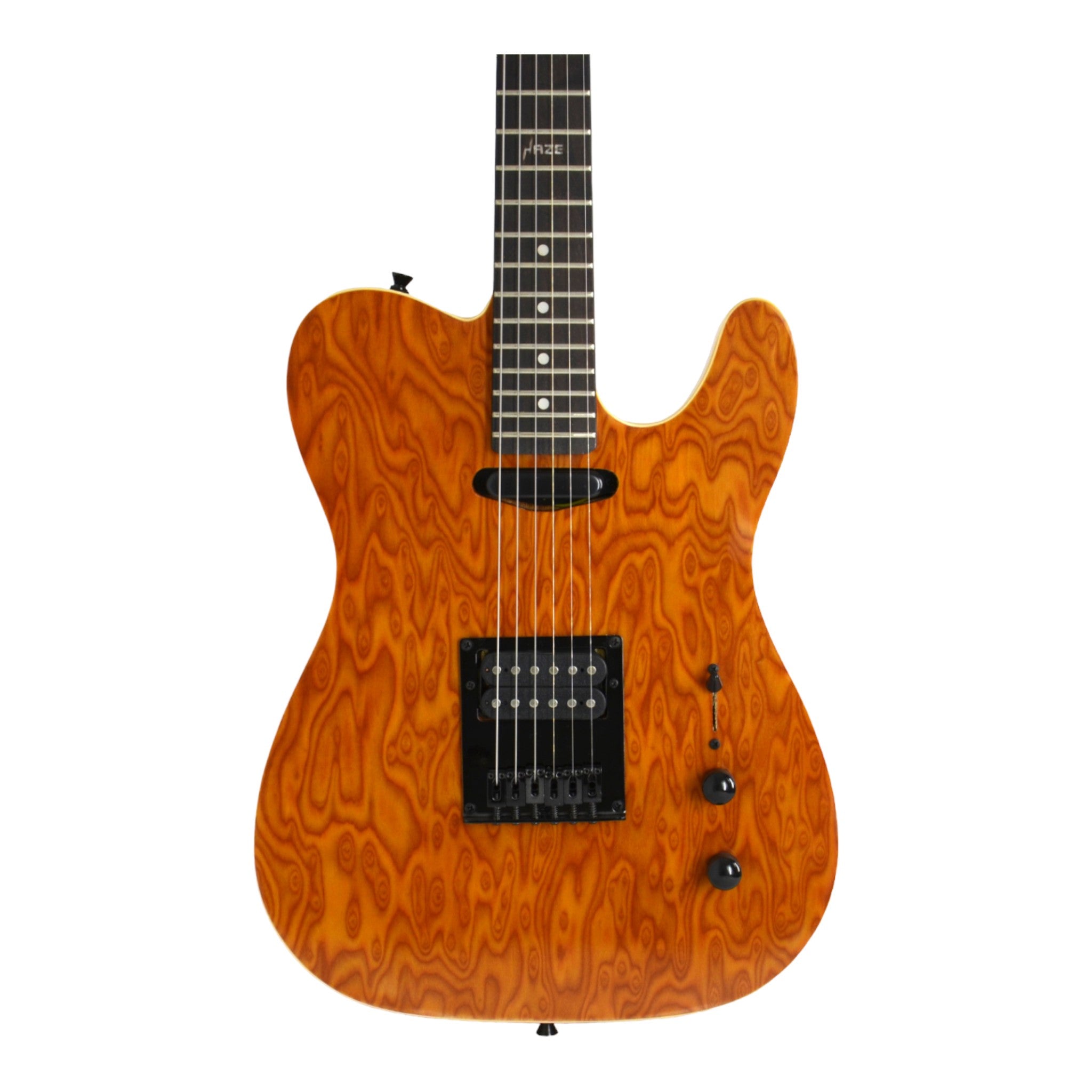 Haze HSTL1930 Orange Swirl Lightweight Electric Guitar with Paulownia Top + 10W Amp. (Optional)