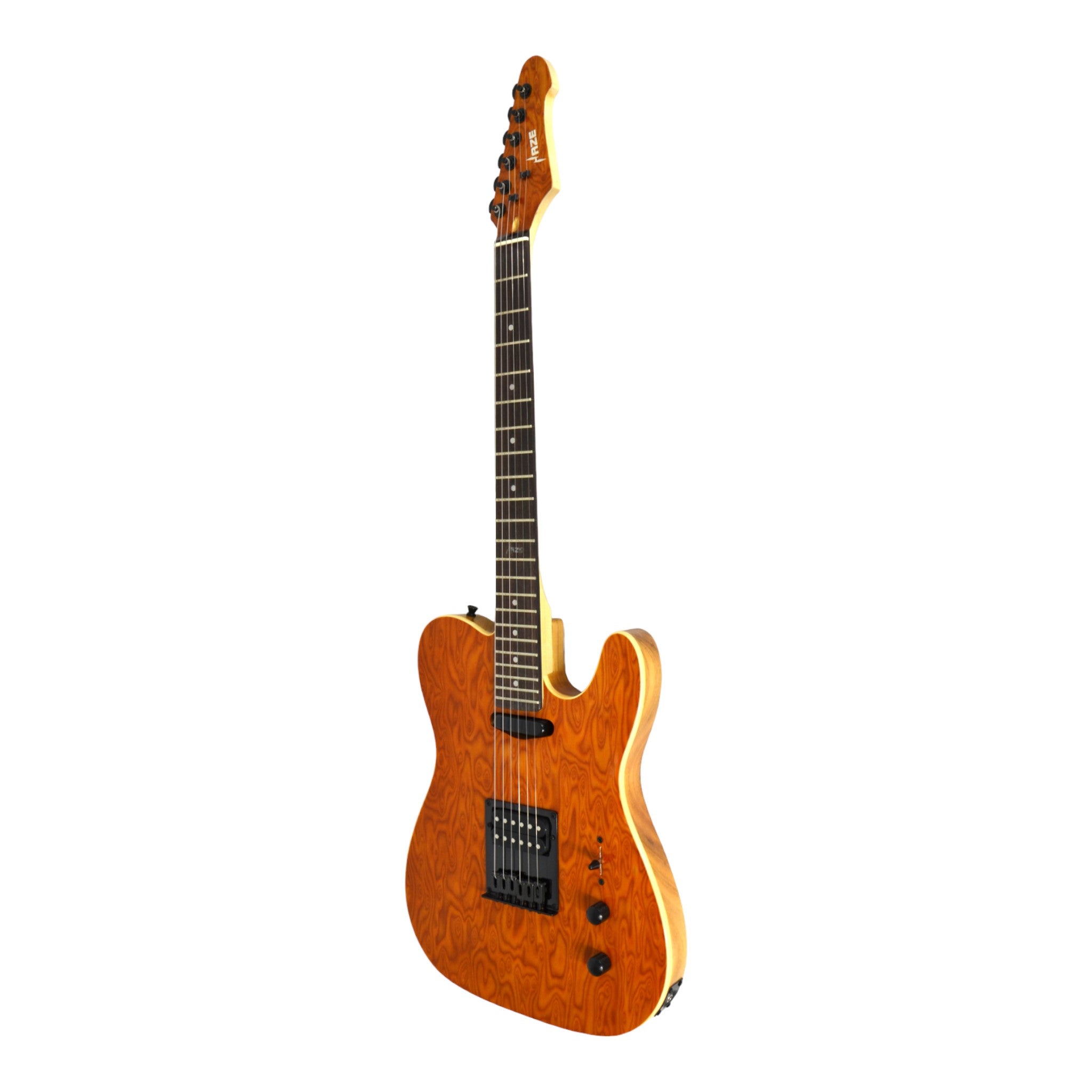 Haze HSTL1930 Orange Swirl Lightweight Electric Guitar with Paulownia Top + 10W Amp. (Optional)