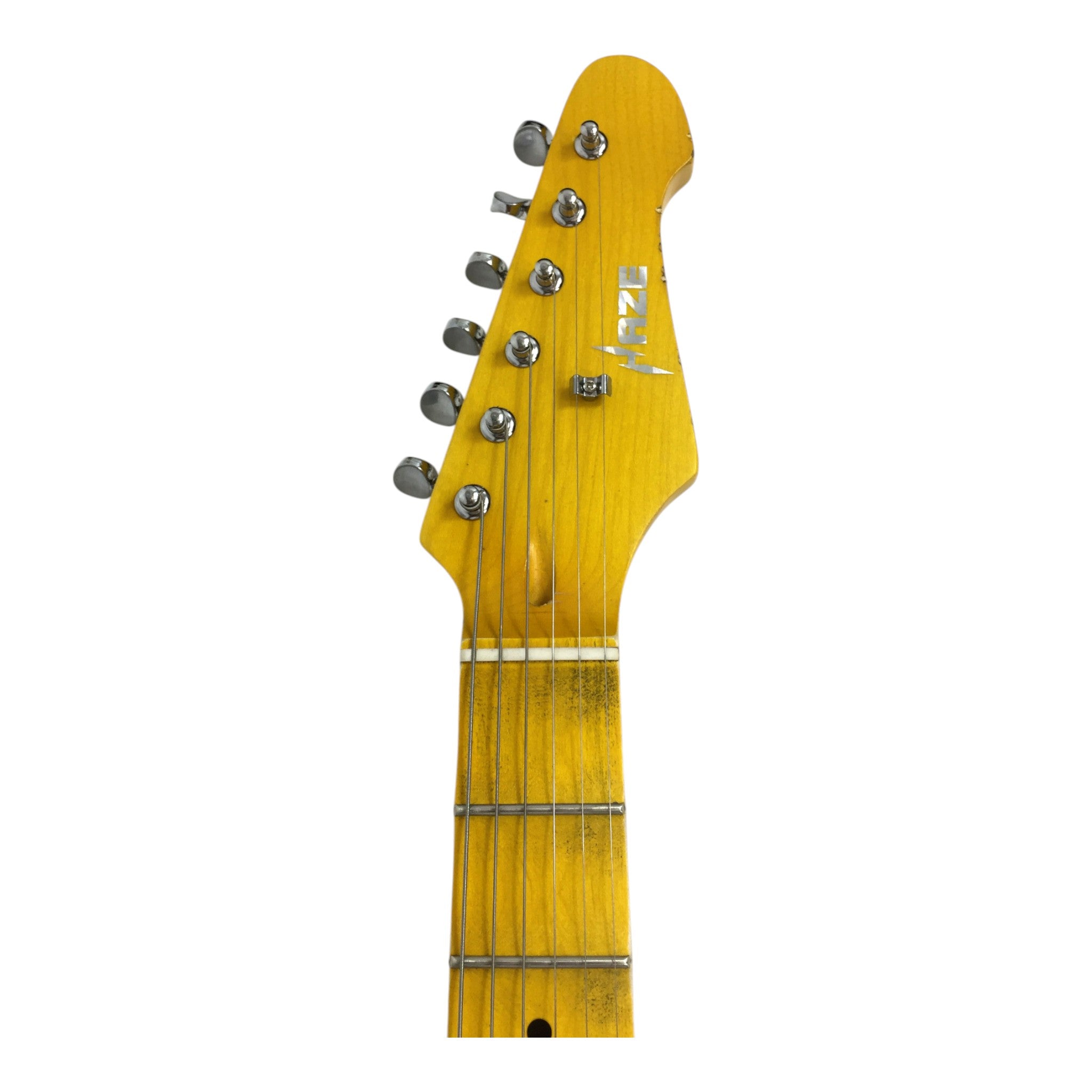 Haze HSVT Iconic Yellow Relic Electric Guitar with Scalloped Fretboard