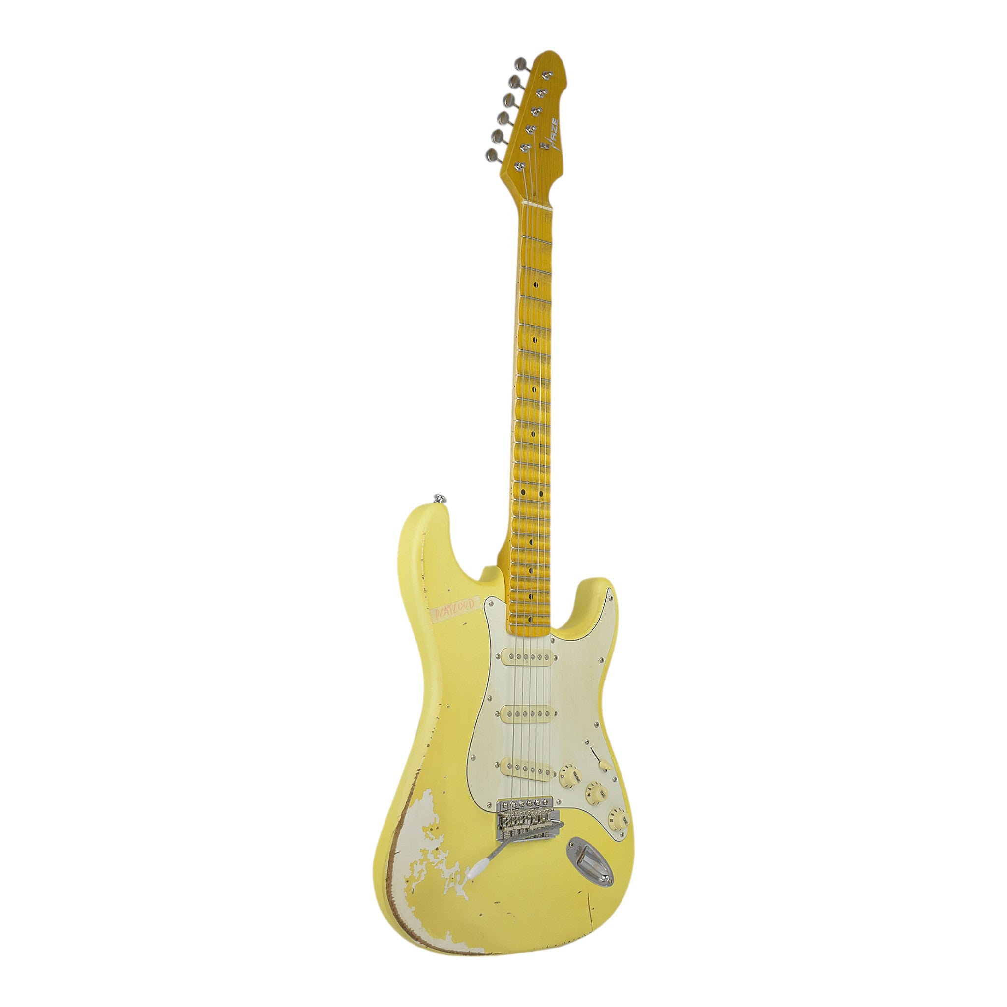Haze HSVT Iconic Yellow Relic Electric Guitar with Scalloped Fretboard