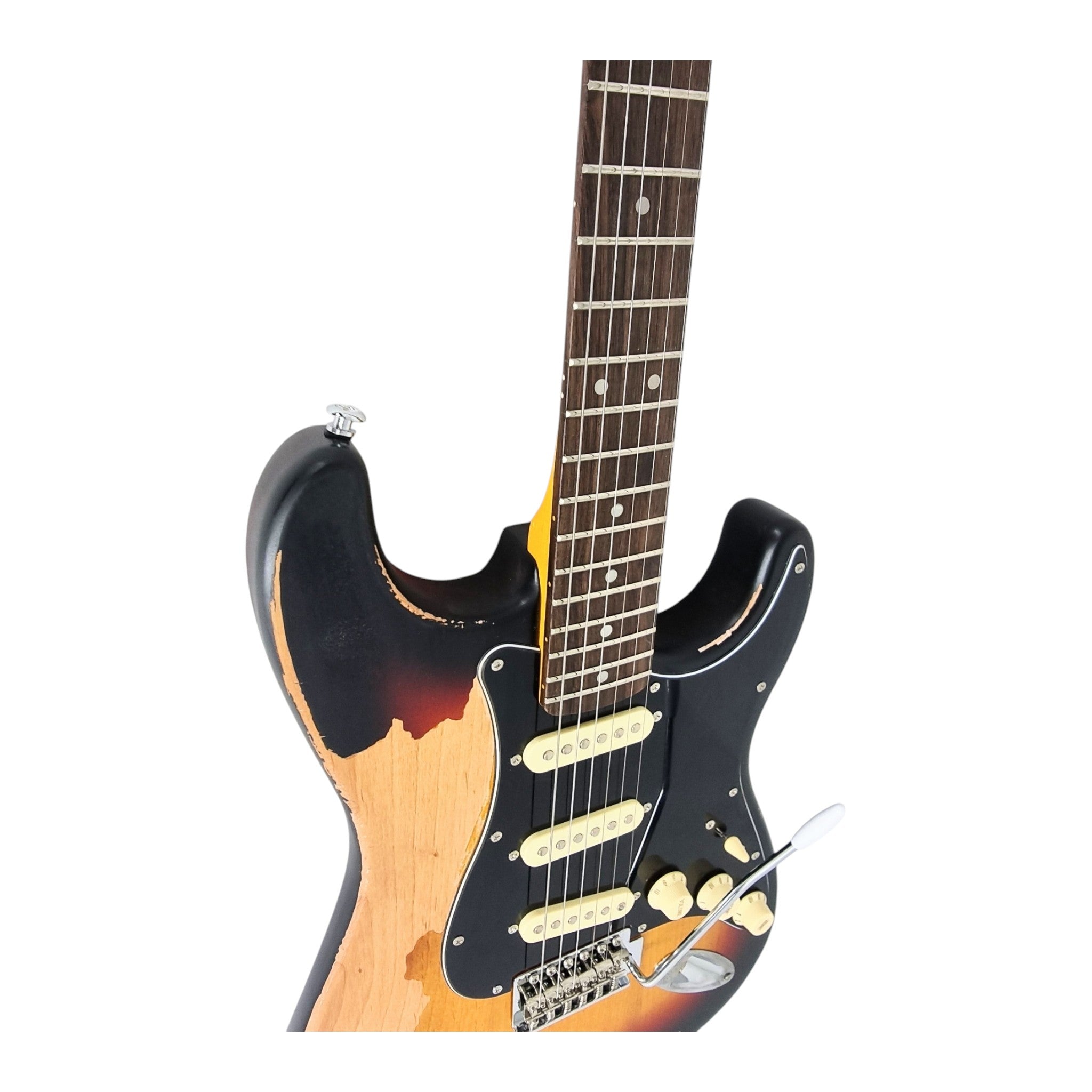 Haze HSVT Vintageburst Relic Electric Guitar with Single Coils and Whammy