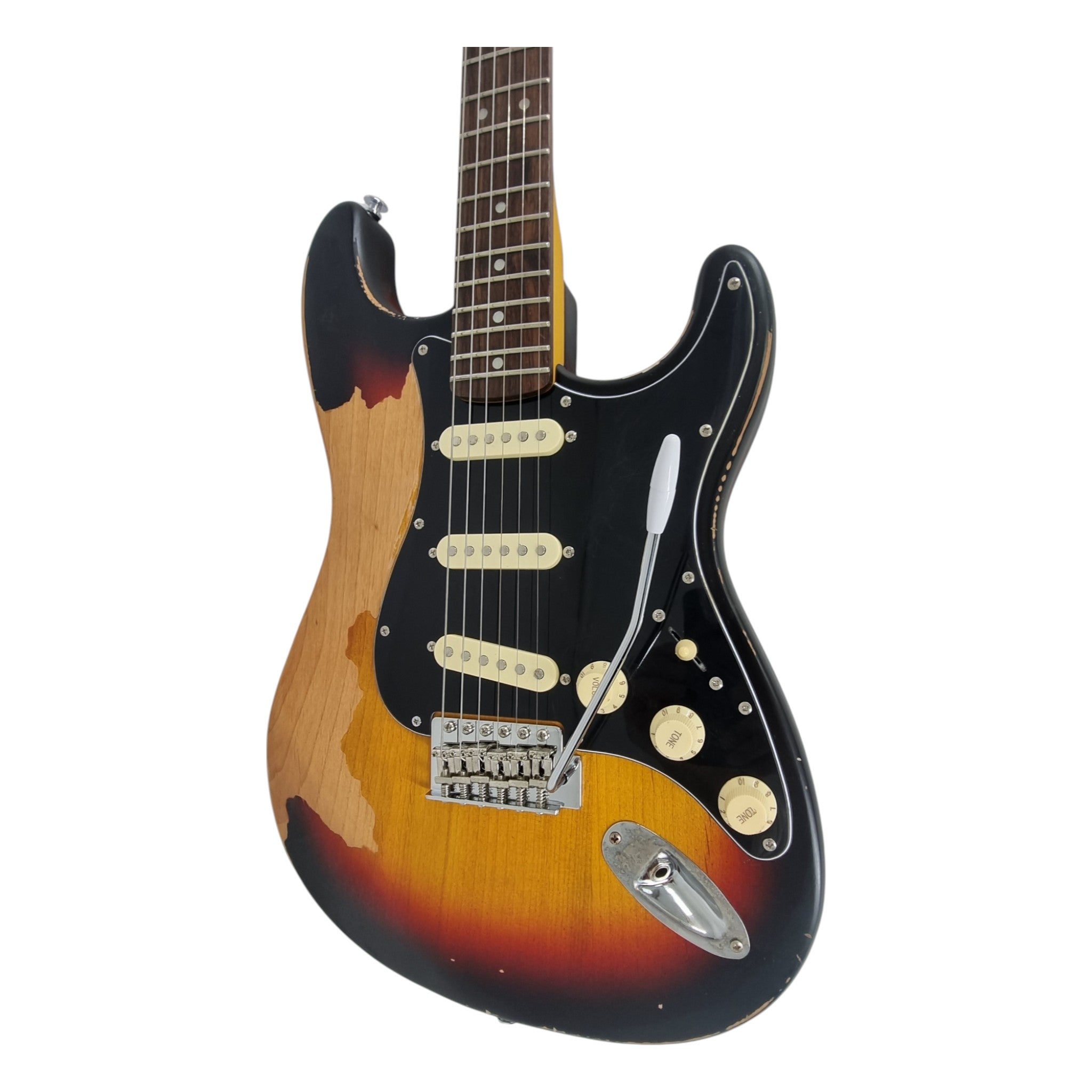 Haze HSVT Vintageburst Relic Electric Guitar with Single Coils and Whammy