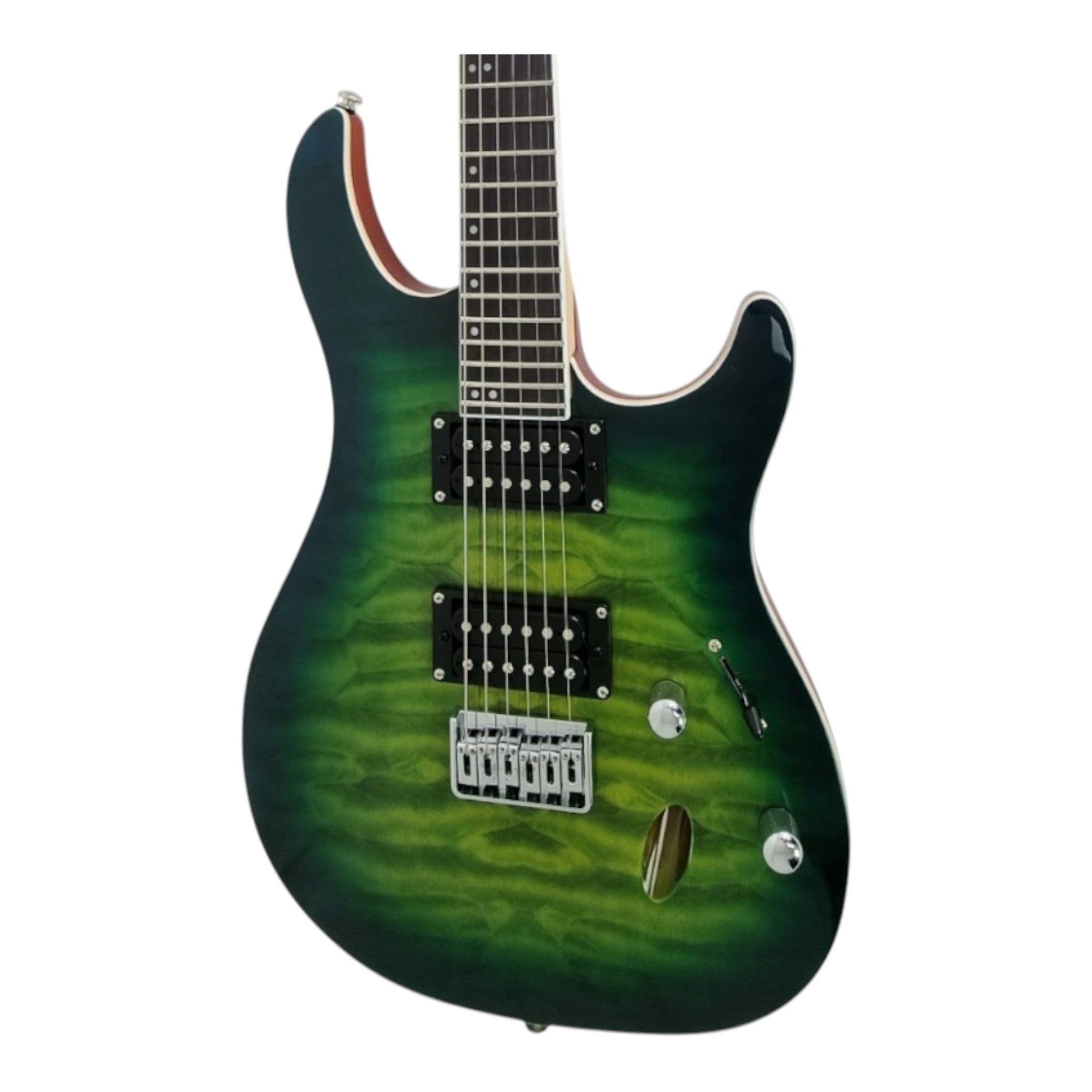 Haze PRESTIGE Quilted Green Electric Guitar with Dual Humbuckers
