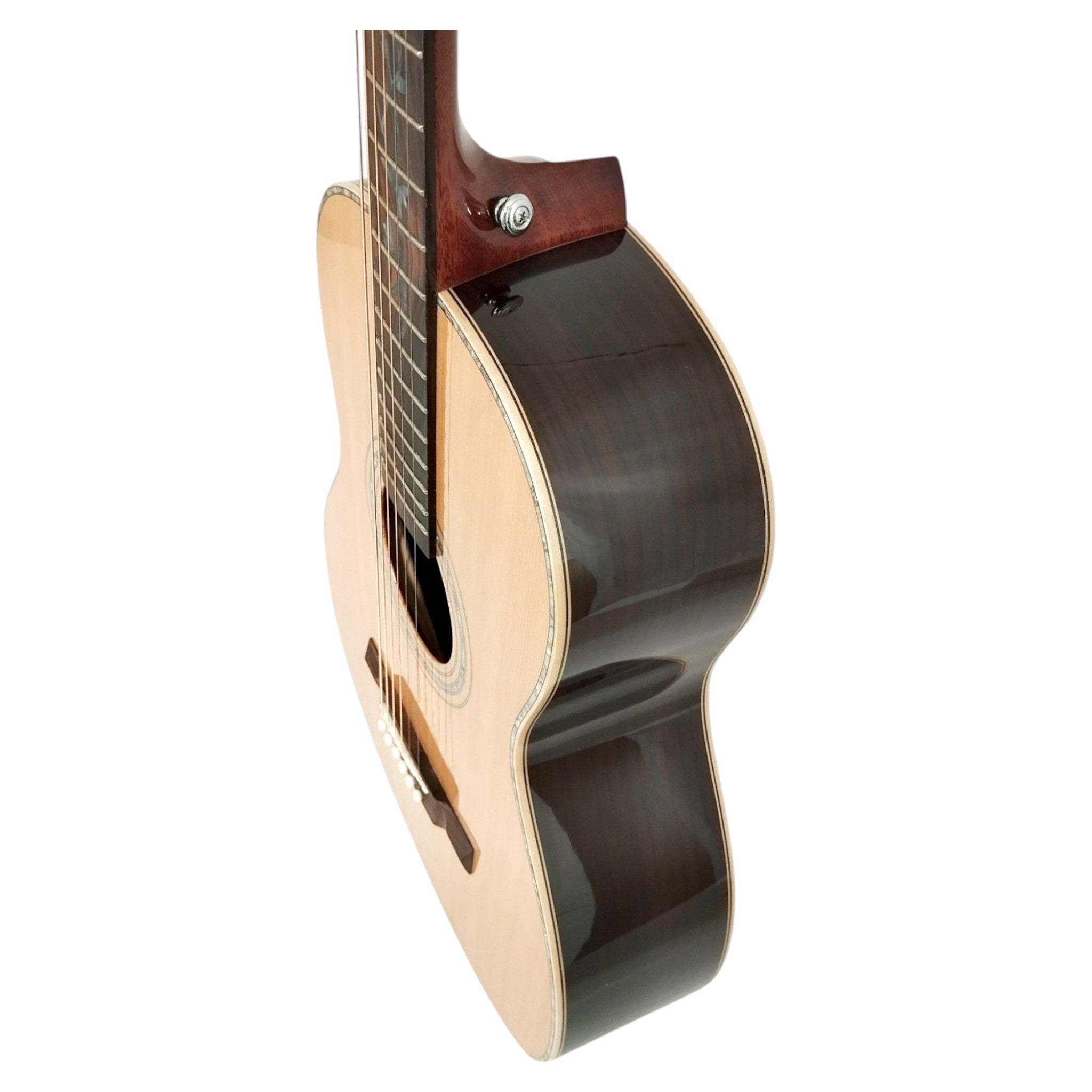 Haze Lotus CREQ Concert Acoustic-Electric Guitar – Solid Cedar Top, Gloss Natural, Abalone Vine Inlay