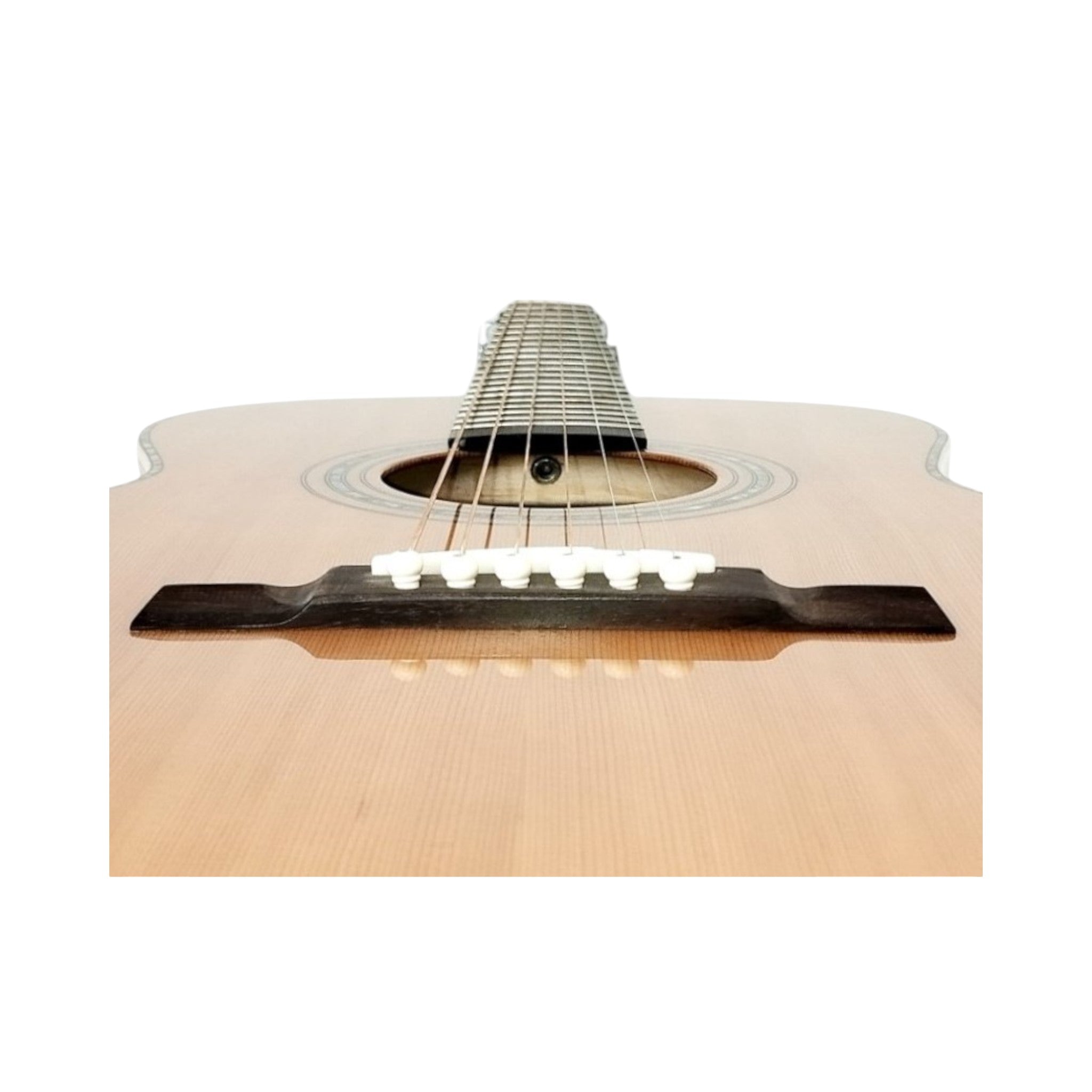 Haze LOTUS Parlor Acoustic Guitar – Solid Cedar Top, Gloss Natural, Abalone Vine Inlay