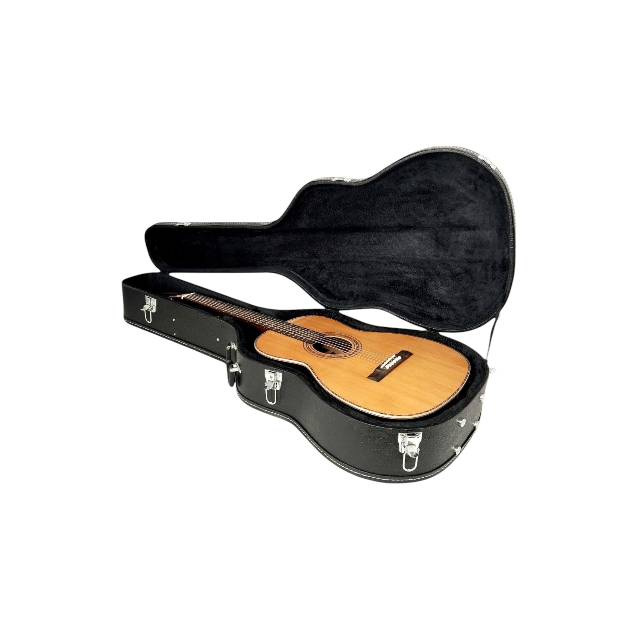 Haze LOTUS Parlor Acoustic Guitar – Solid Cedar Top, Gloss Natural, Abalone Vine Inlay