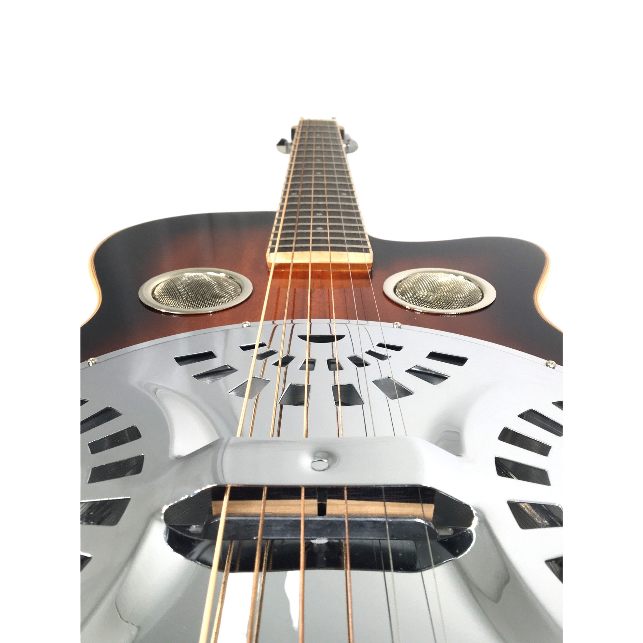 Haze SDG738 All-Mahogany Roundneck Resonator Guitar, Tobacco Sunburst with Bag