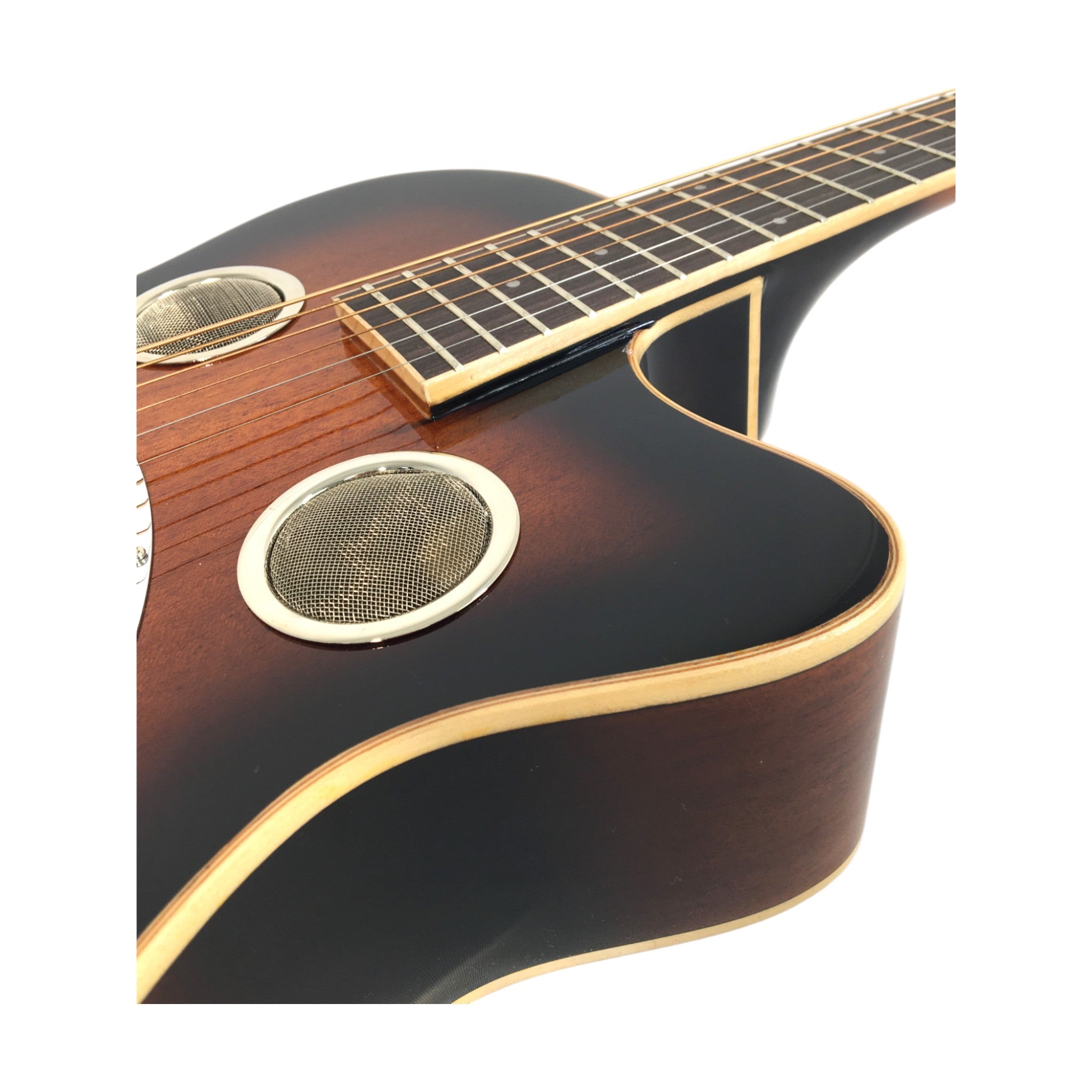 Haze SDG738 All-Mahogany Roundneck Resonator Guitar, Tobacco Sunburst with Bag