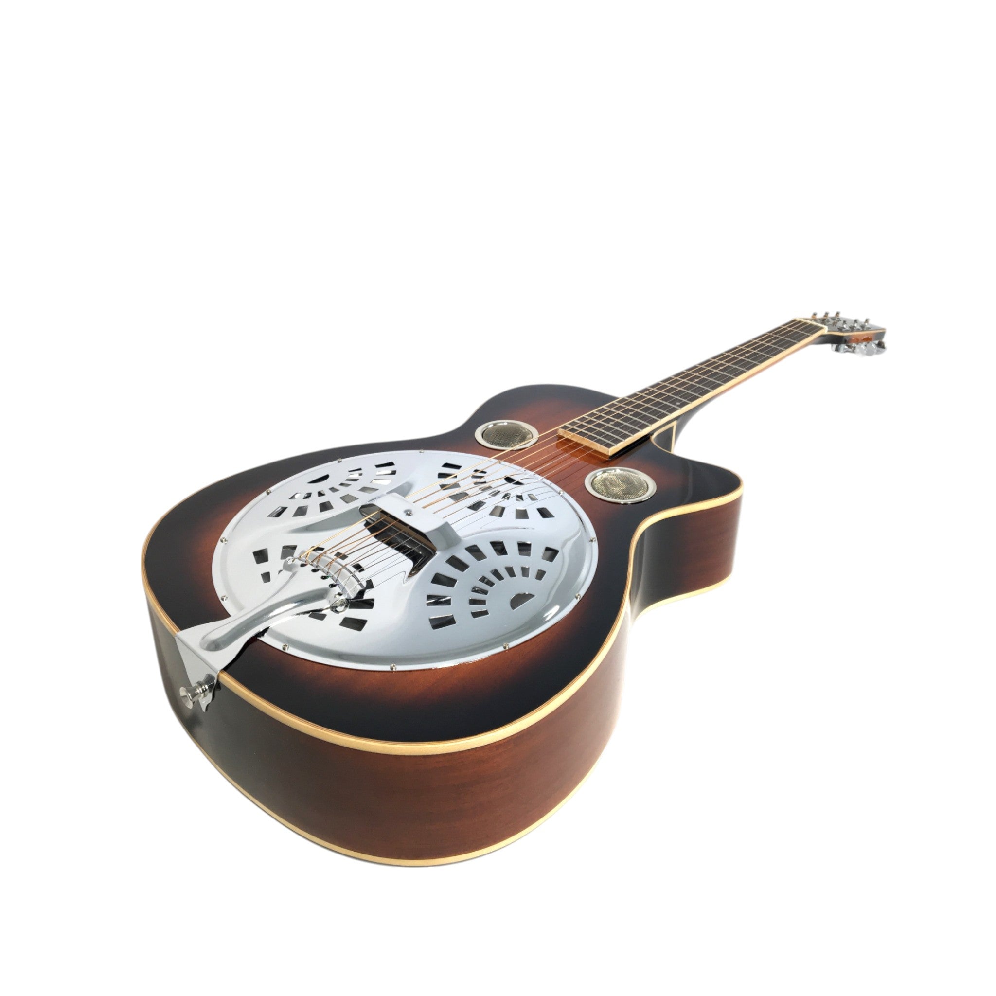 Haze SDG738 All-Mahogany Roundneck Resonator Guitar, Tobacco Sunburst with Bag