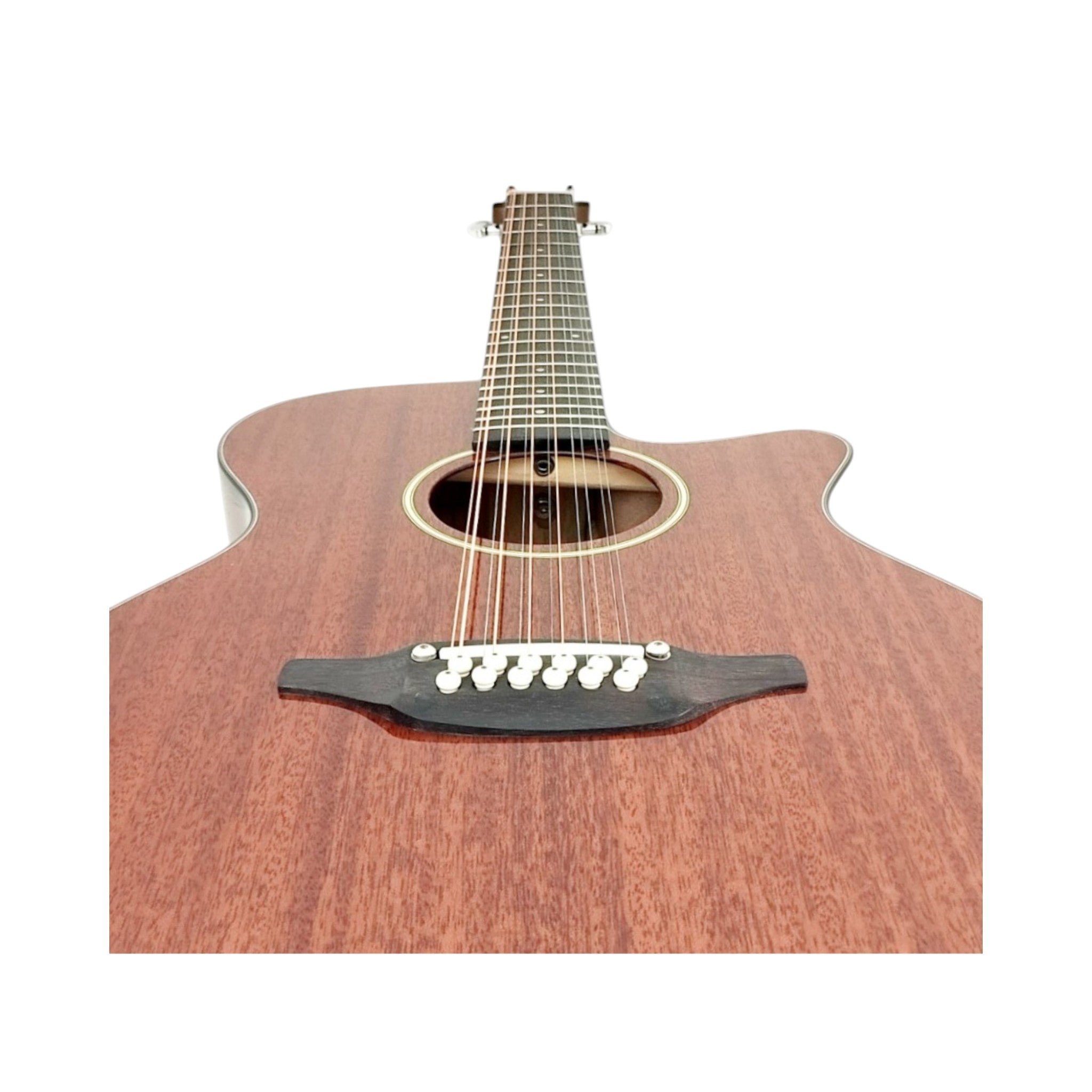 Haze SDG82712CEQSM 12-String Mahogany/Sapele Body Acoustic-Electric Guitar with Height Adjustable Saddle - Natural