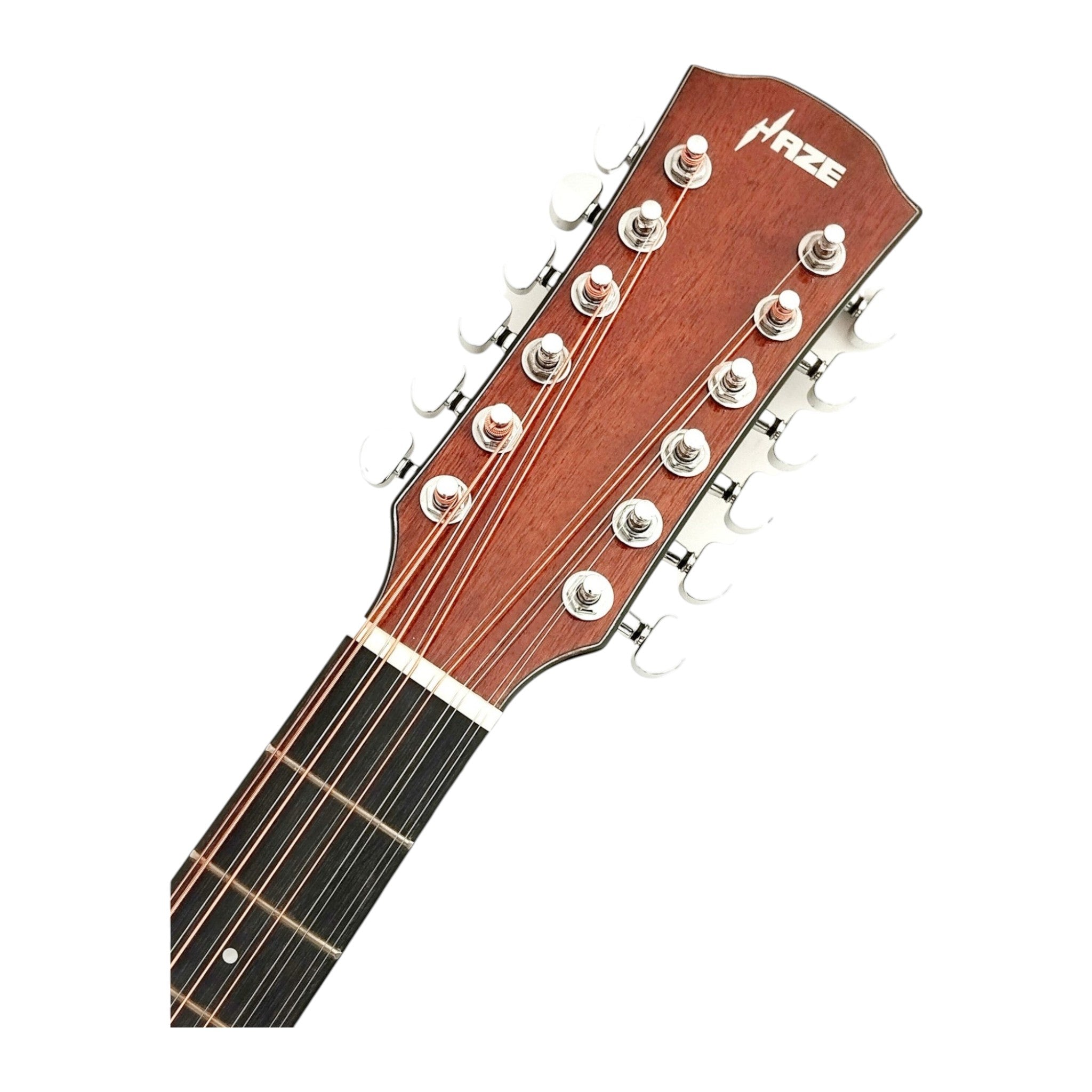 Haze SDG82712CEQSM 12-String Mahogany/Sapele Body Acoustic-Electric Guitar with Height Adjustable Saddle - Natural