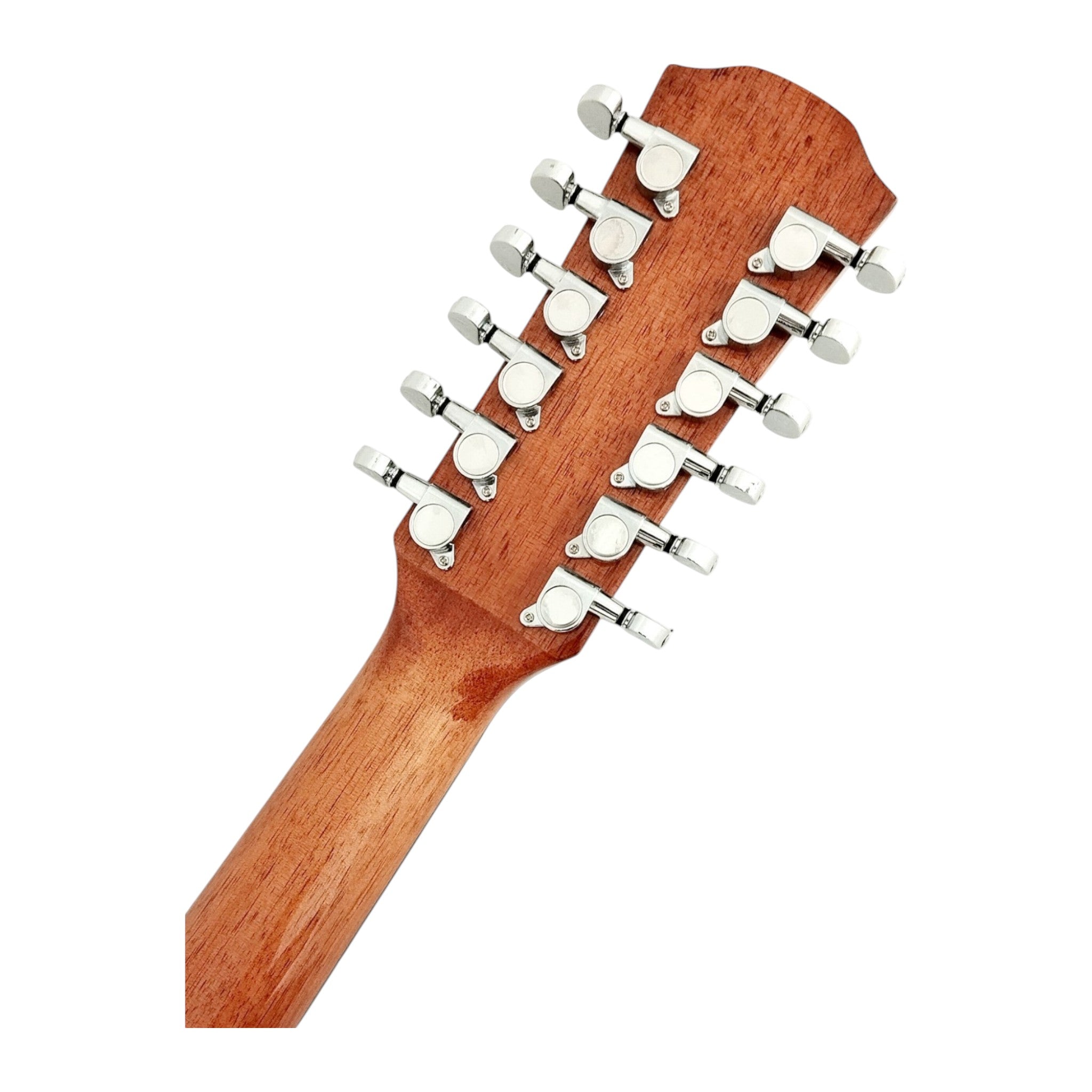 Haze SDG82712CEQSM 12-String Mahogany/Sapele Body Acoustic-Electric Guitar with Height Adjustable Saddle - Natural