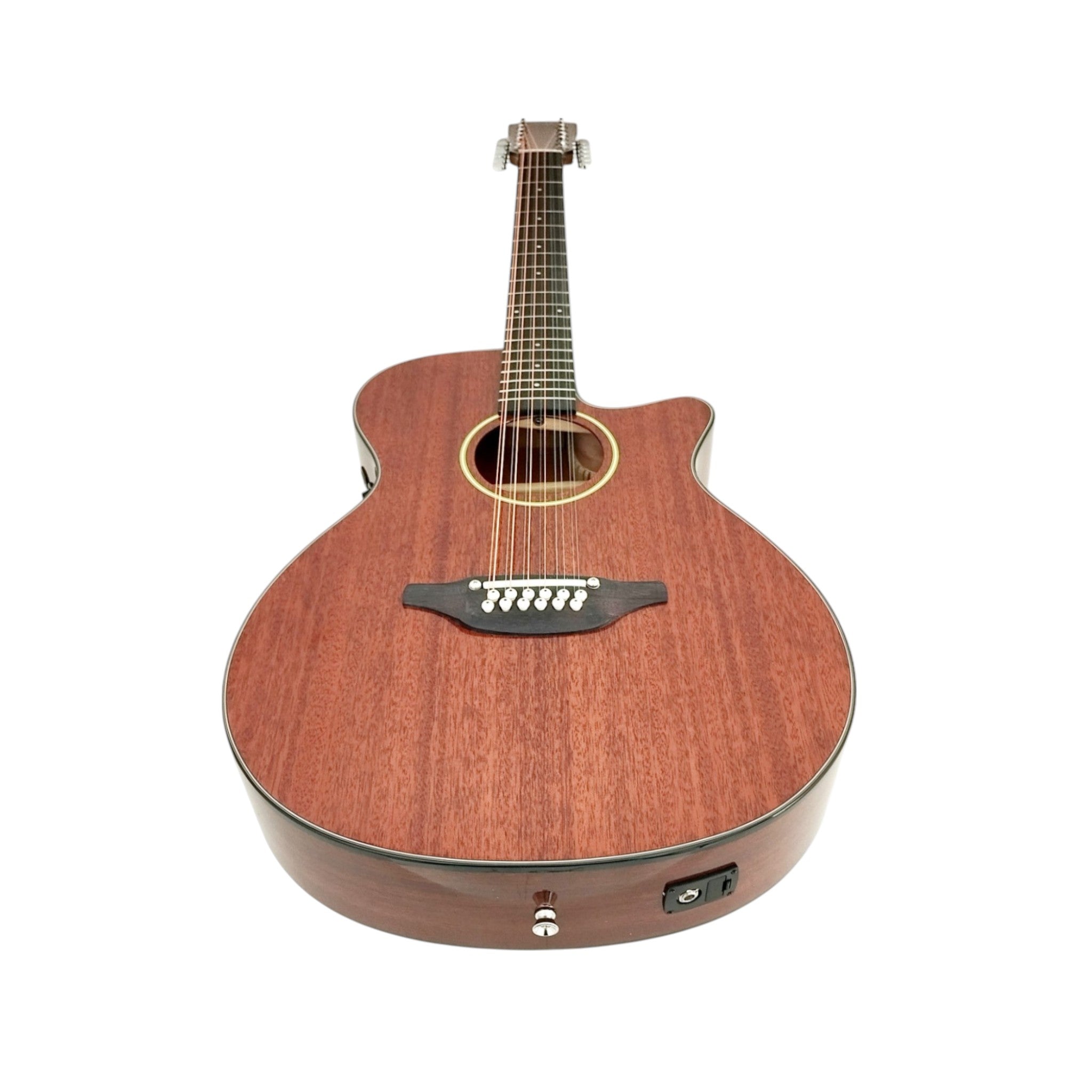 Haze SDG82712CEQSM 12-String Mahogany/Sapele Body Acoustic-Electric Guitar with Height Adjustable Saddle - Natural