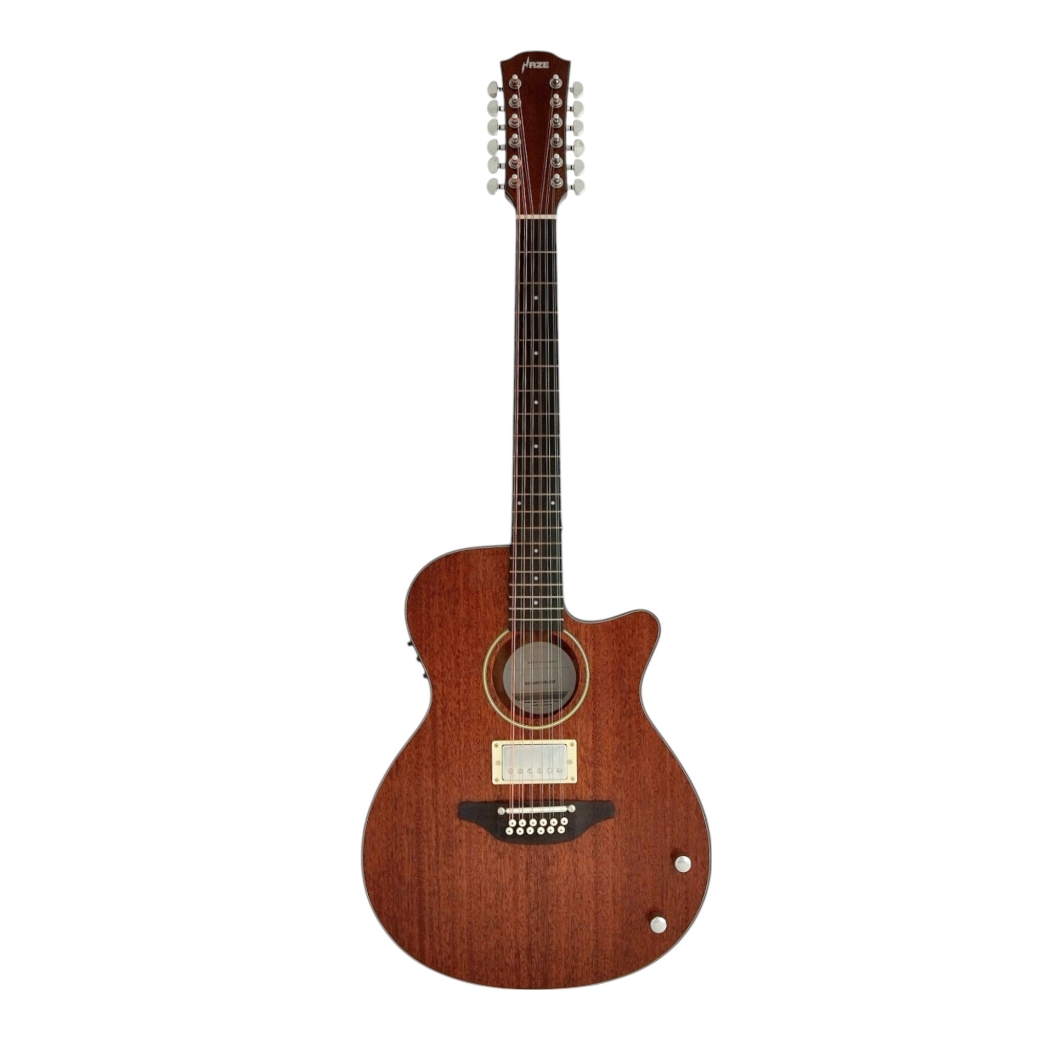 Haze SDG82812CHEQSM 12-String Hybrid Acoustic-Electric Guitar - Solid Mahogany Top Natural