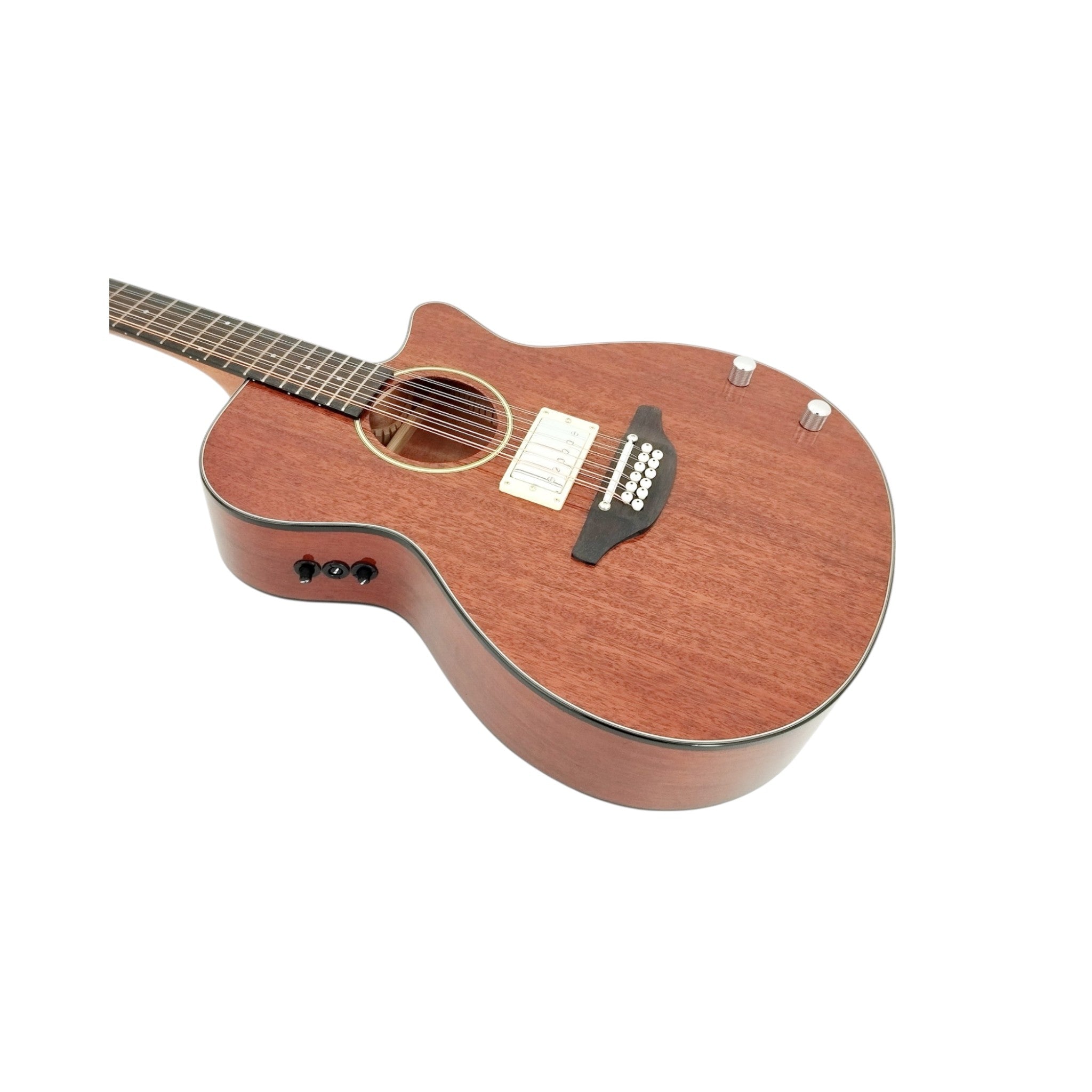 Haze SDG82812CHEQSM 12-String Hybrid Acoustic-Electric Guitar - Solid Mahogany Top Natural