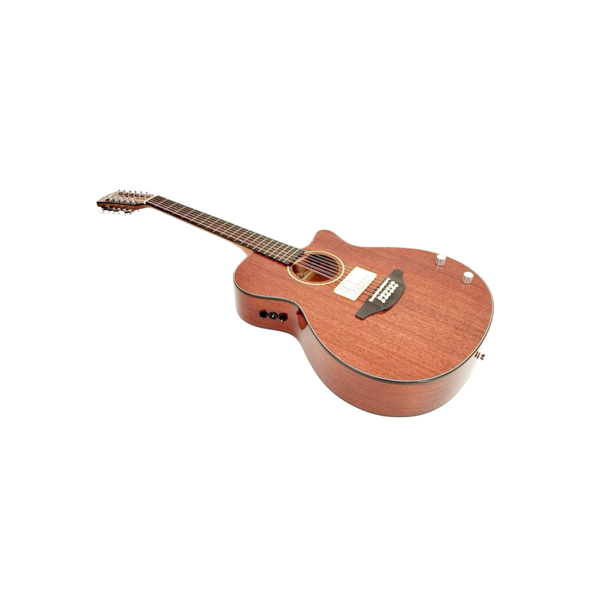 Haze SDG82812CHEQSM 12-String Hybrid Acoustic-Electric Guitar - Solid Mahogany Top Natural