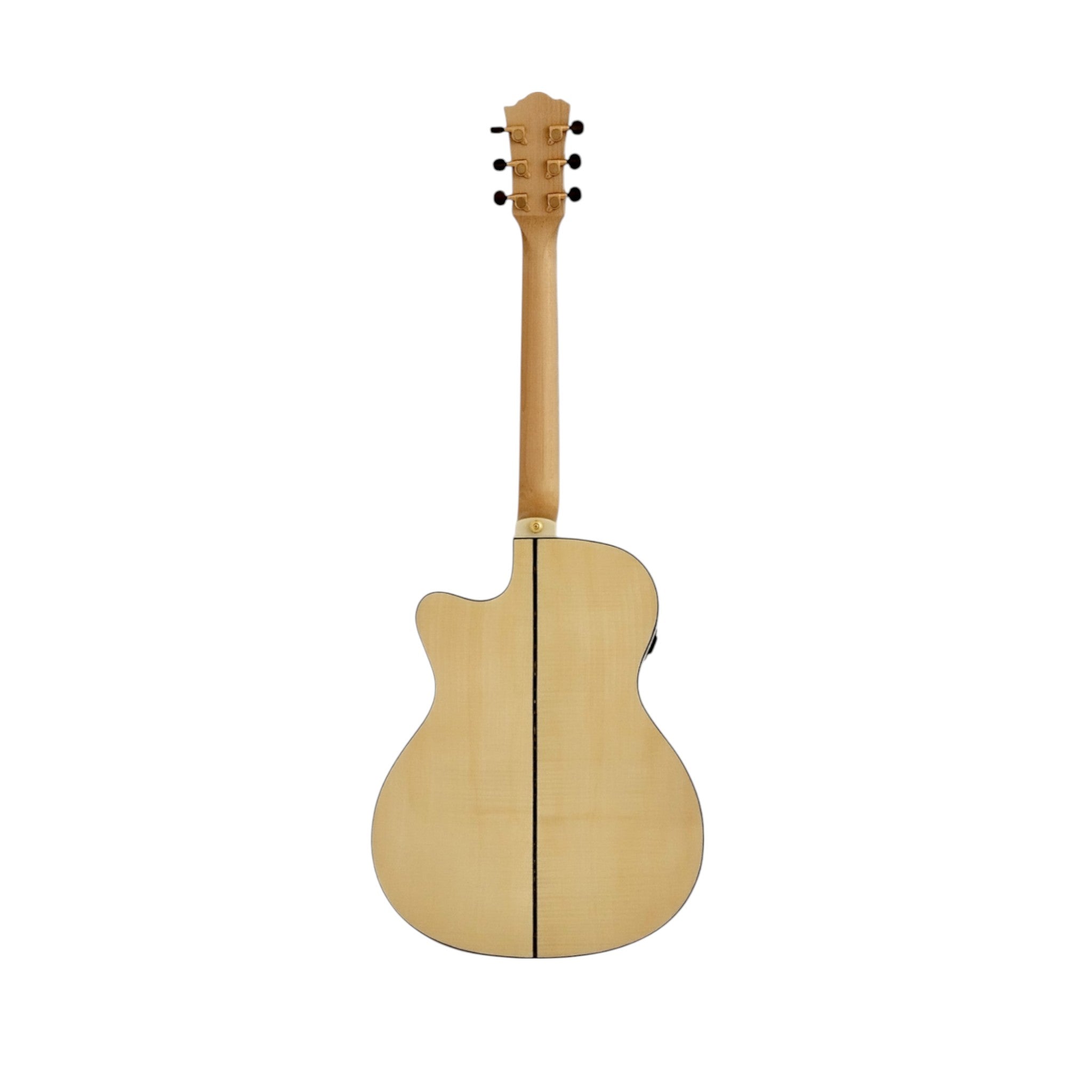 Haze SDG837SPCEQN All Flame Maple with Double OS1 Vibration Pickup Cutaway Acoustic Guitar - Natural