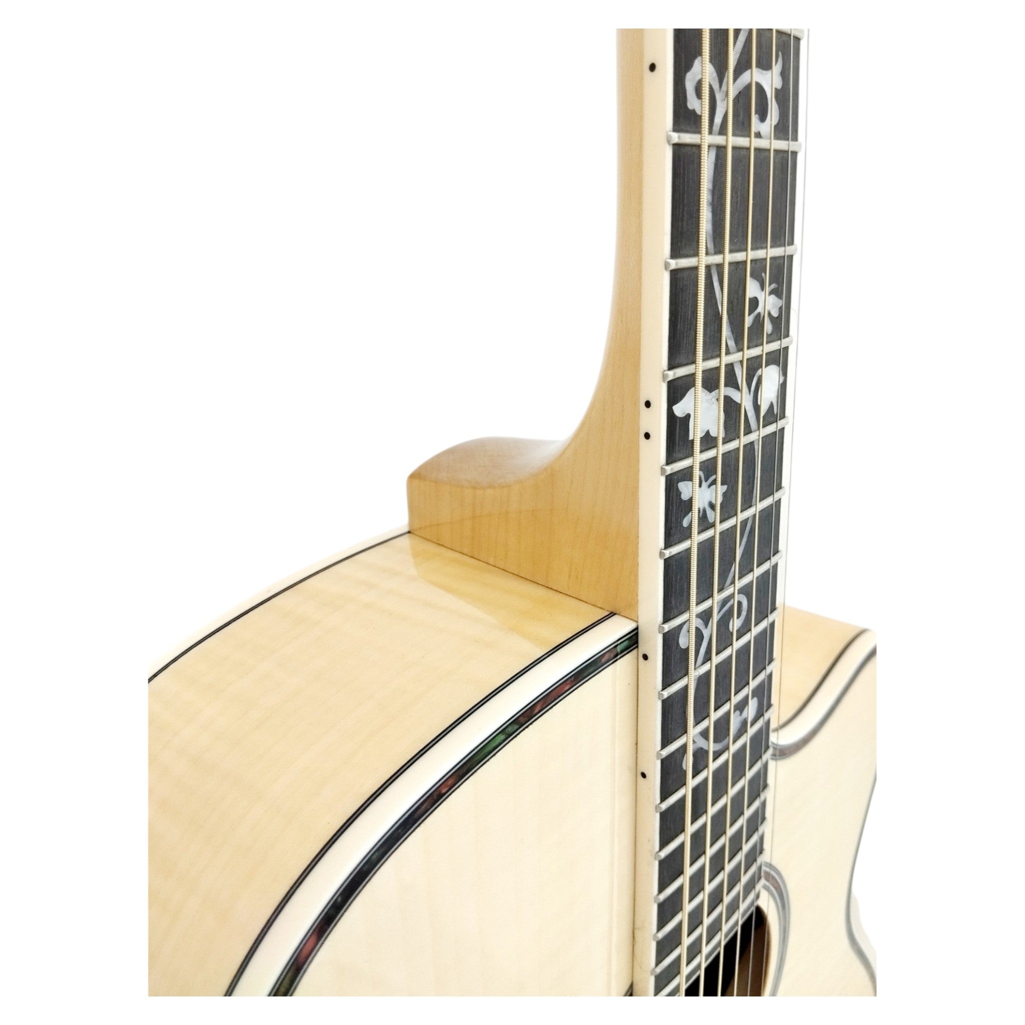 Haze SDG837SPCEQN All Flame Maple with Double OS1 Vibration Pickup Cutaway Acoustic Guitar - Natural