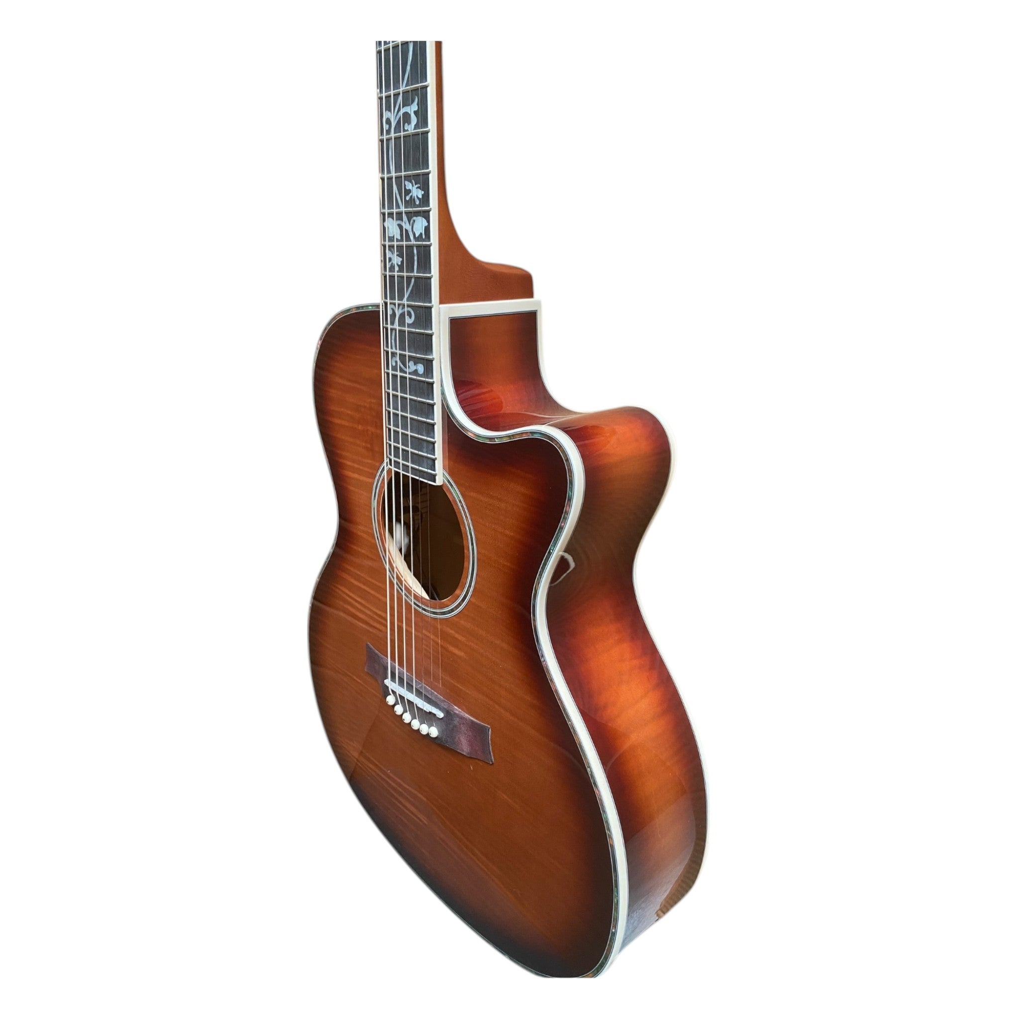 Haze SDG837 Smart Acoustic-Electric Guitar – Flame Maple, Gloss Sunburst, Built-In Reverb & Chorus