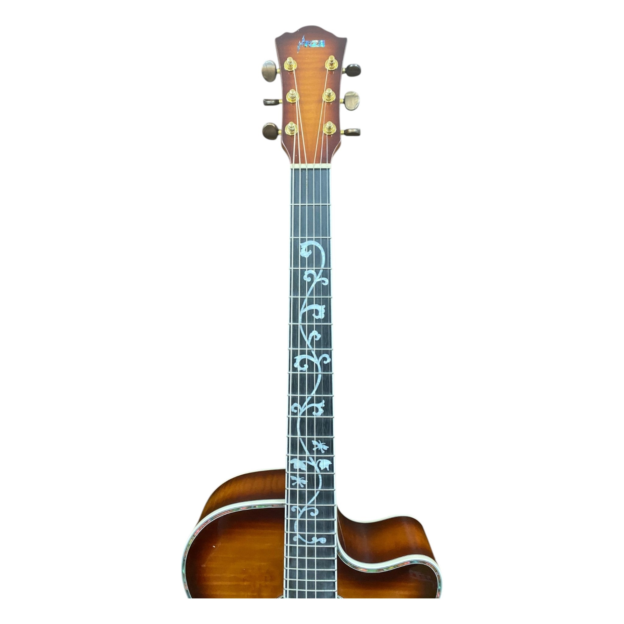 Haze SDG837 Smart Acoustic-Electric Guitar – Flame Maple, Gloss Sunburst, Built-In Reverb & Chorus