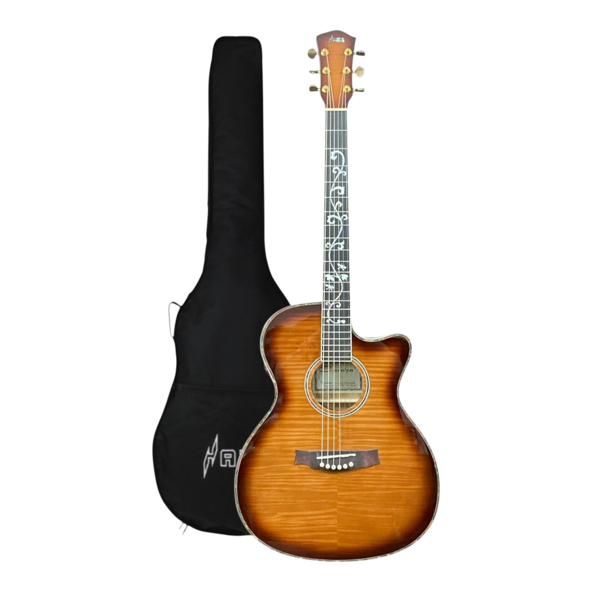 Haze SDG837 Smart Acoustic-Electric Guitar – Flame Maple, Gloss Sunburst, Built-In Reverb & Chorus