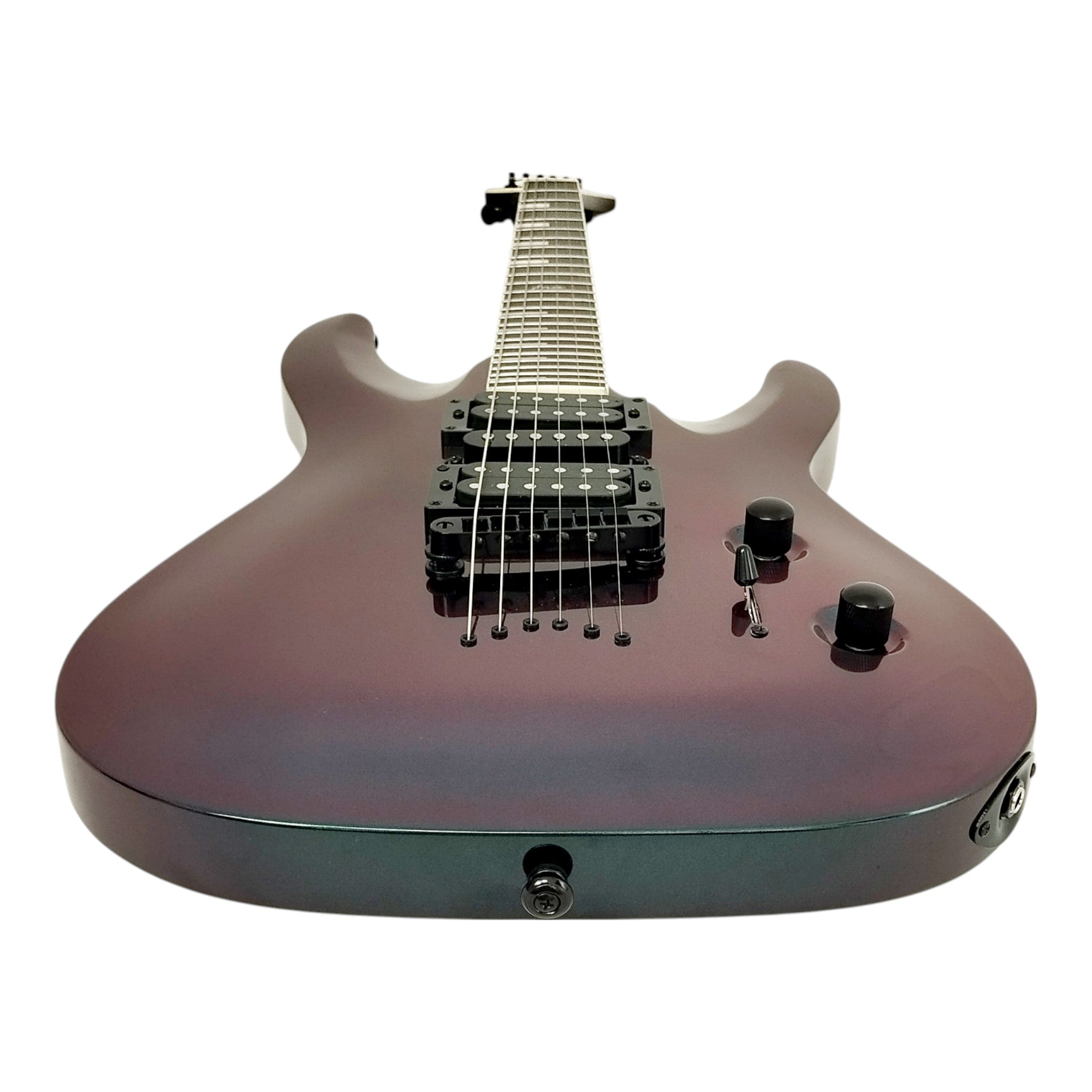 Haze SEG258 Chameleon Green/Purple Electric Guitar with HSH Pickups and Double Cutaway